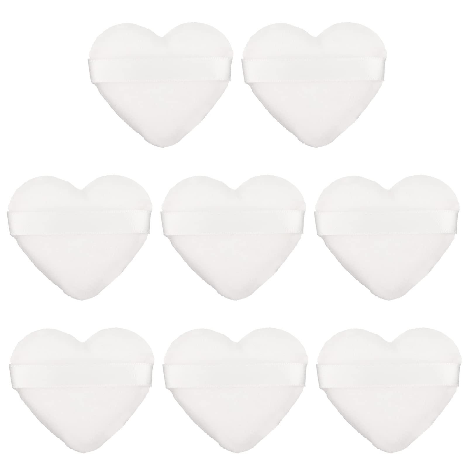 8pcs Heart-Shaped Pressed Powder Puffs - Premium Makeup Sponges for Loose Powder, Contouring & Under Eyes | Soft Cosmetic Blenders for Women & Girls | Ideal for Daily Makeup & Professional Use (White)