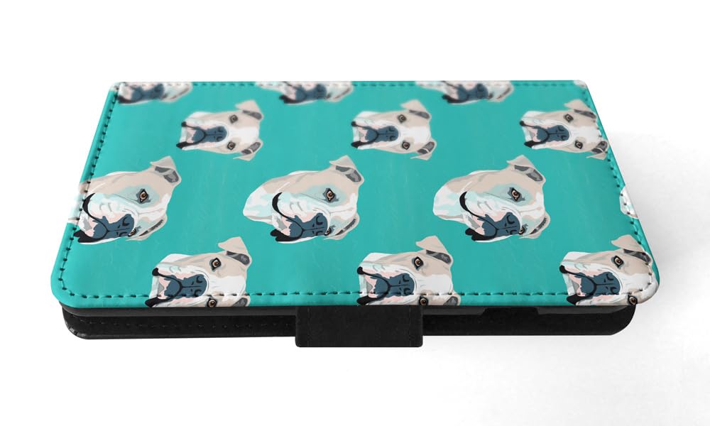 American Bulldog Puppy Dog Pattern Faux Leather Flip Wallet Phone Case for Apple iPhone 14 - Perfect for Dog Lovers & Everyday Use