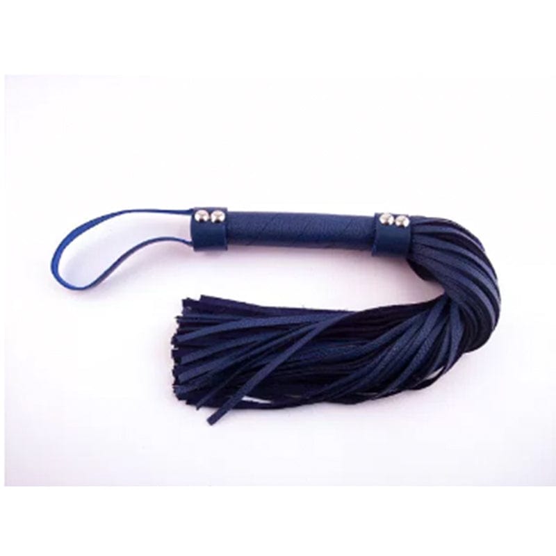 Premium Blue Leather Flogger - BDSM Toy for Sensual Play & Spanking - Rouge H Style Design for Couples & Adult Play