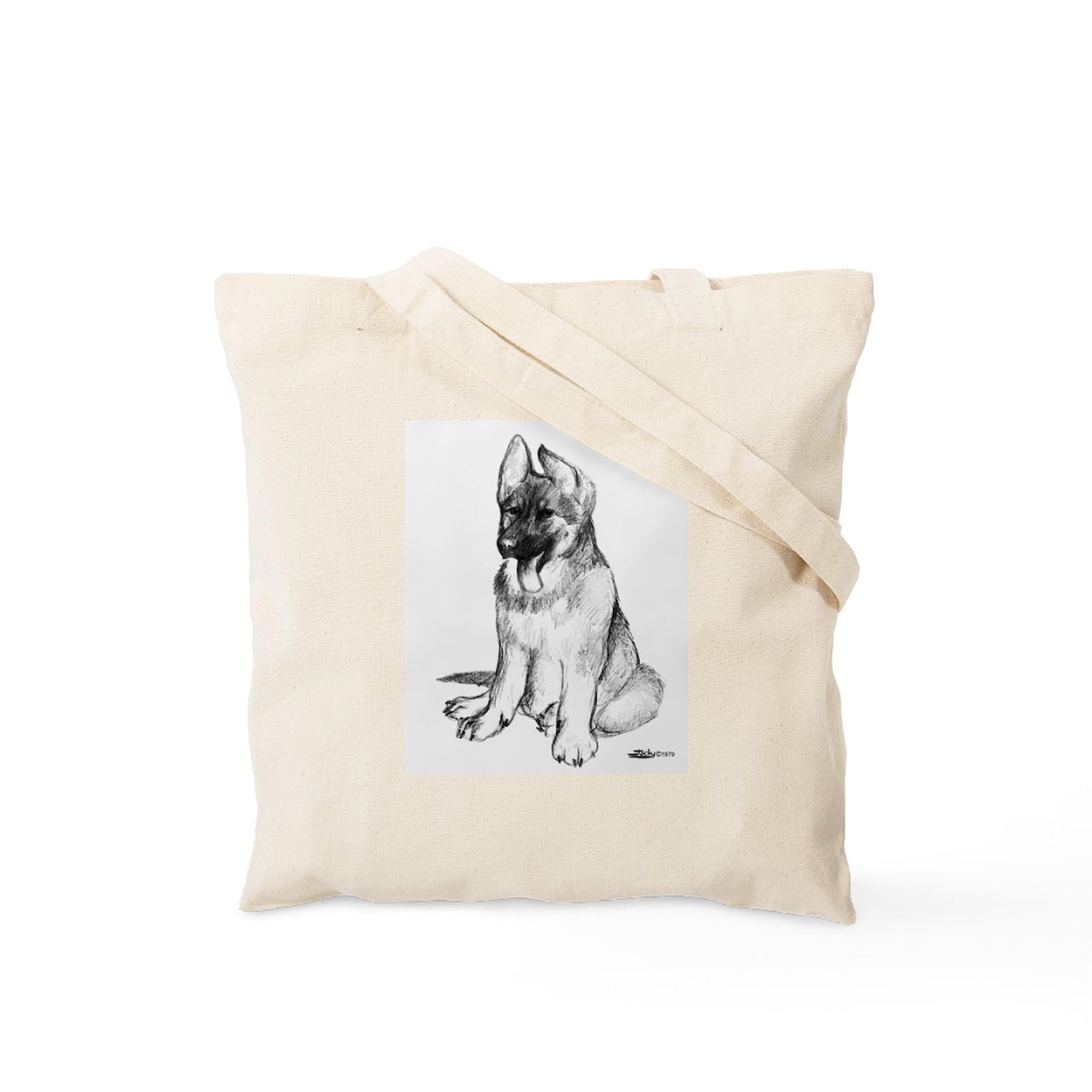 German Shepherd Puppy Canvas Tote Bag - Eco-Friendly Reusable Shopping Bag for Groceries, Beach & Daily Use | Durable Natural Cotton Carryall