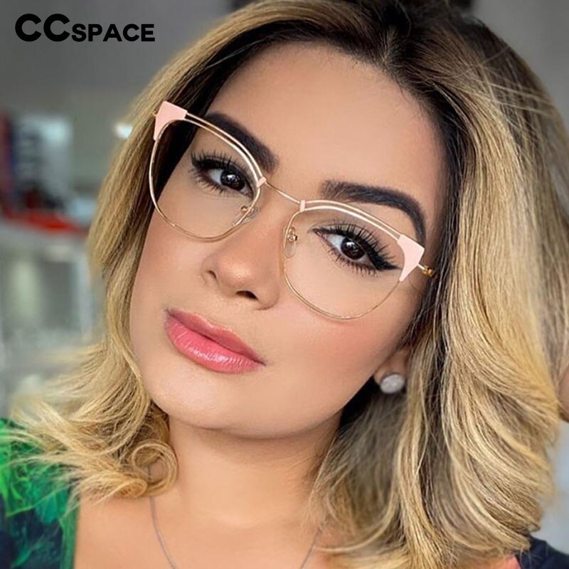 CCspace Women's Full Rim Cat Eye Alloy Frame Eyeglasses 45892 - Stylish Retro Glasses for Women, Lightweight Metal Frames for Reading, Work & Fashion Accessories