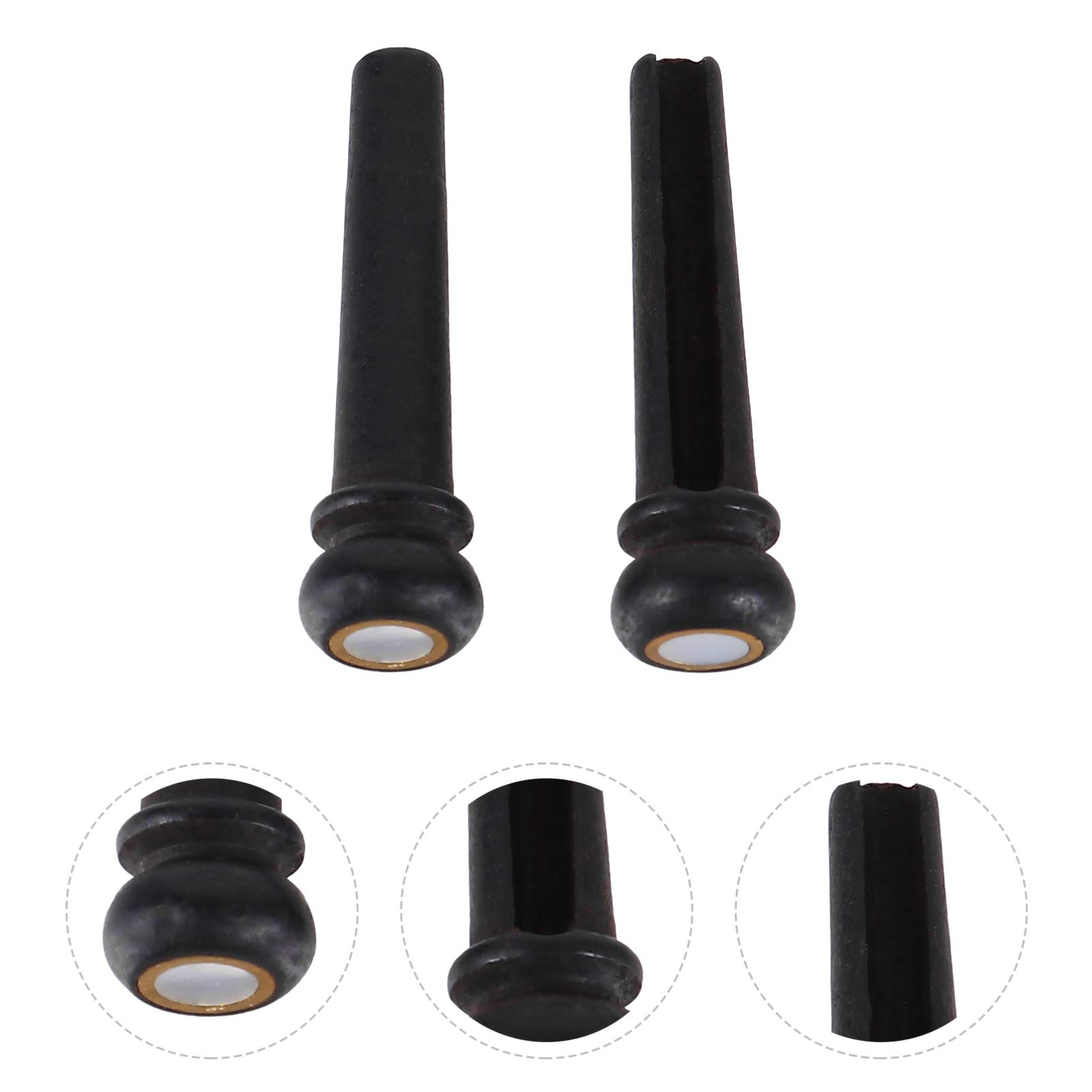 **Milisten 4-Piece Acoustic Guitar Bridge Pins with Abalone Inlay - Black Ebony Wood Slotted Pegs for Bass & Shell Guitar Replacement Parts - Perfect for DIY Repairs & Instrument Upgrades**