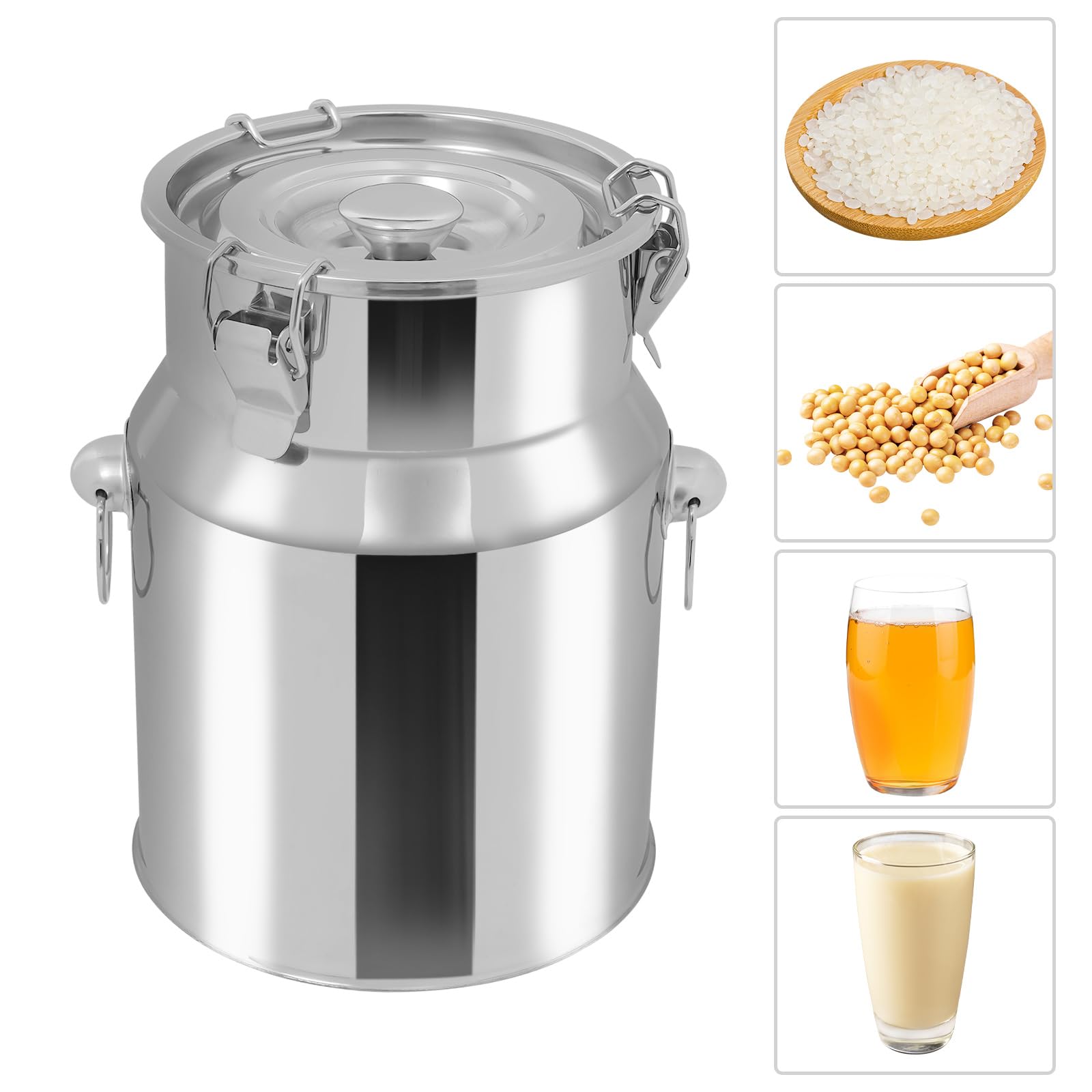 Premium 5L/1.32Gal Stainless Steel Milk Can with Sealed Lid & Faucet - Heavy Duty Multi-Purpose Container for Milk, Wine, Beverage Storage - Ideal for Farm, Brewing, Catering & Home Use