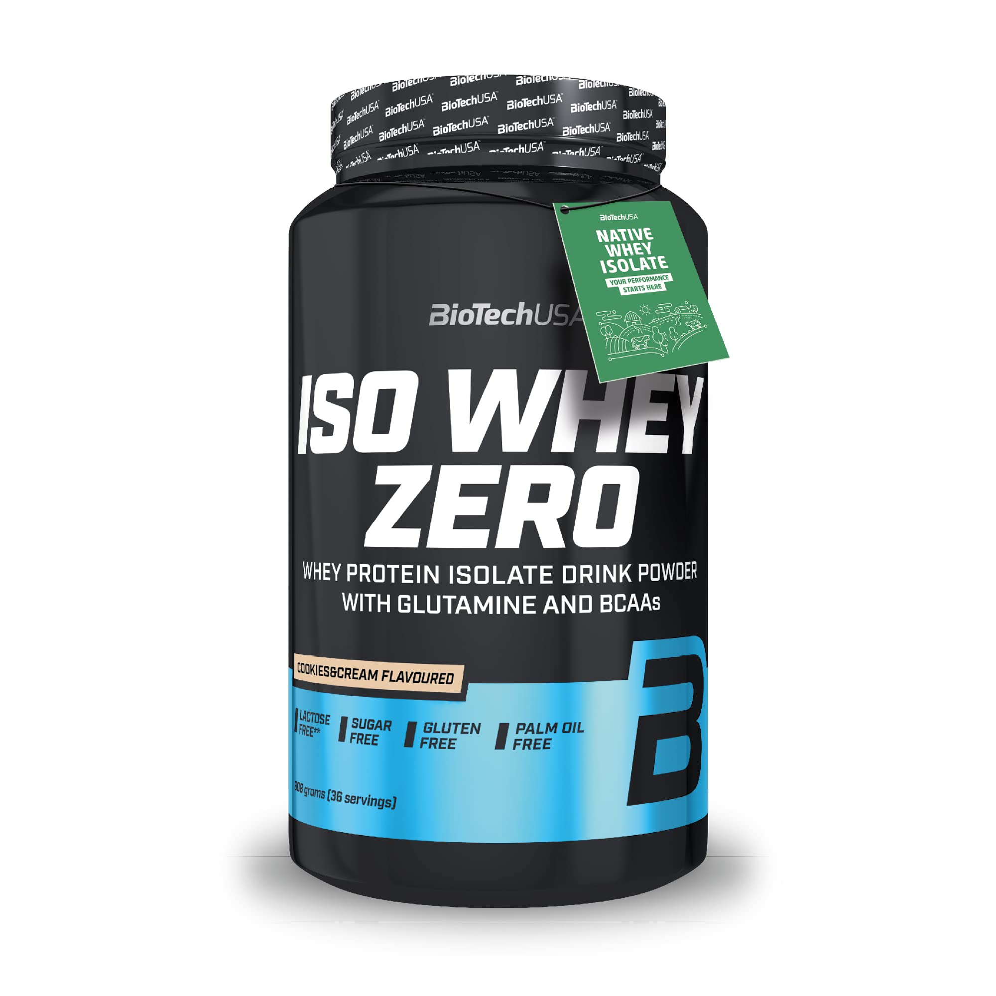 BioTech USA ISO WHEY ZERO 908g Cookies & Cream Protein Powder - Premium Low Carb Whey Isolate for Muscle Recovery & Growth - Perfect for Post-Workout Shakes & Healthy Snacks