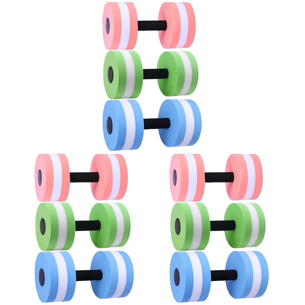 PRETYZOOM 9-Piece EVA Floating Dumbbell Set - Water Barbell for Swimming, Aqua Yoga & Pool Fitness - Durable Water Exercise Equipment for Women & Men (Green, Pink White, Blue White) - Perfect for Pool Workouts, Water Aerobics & Beach Training