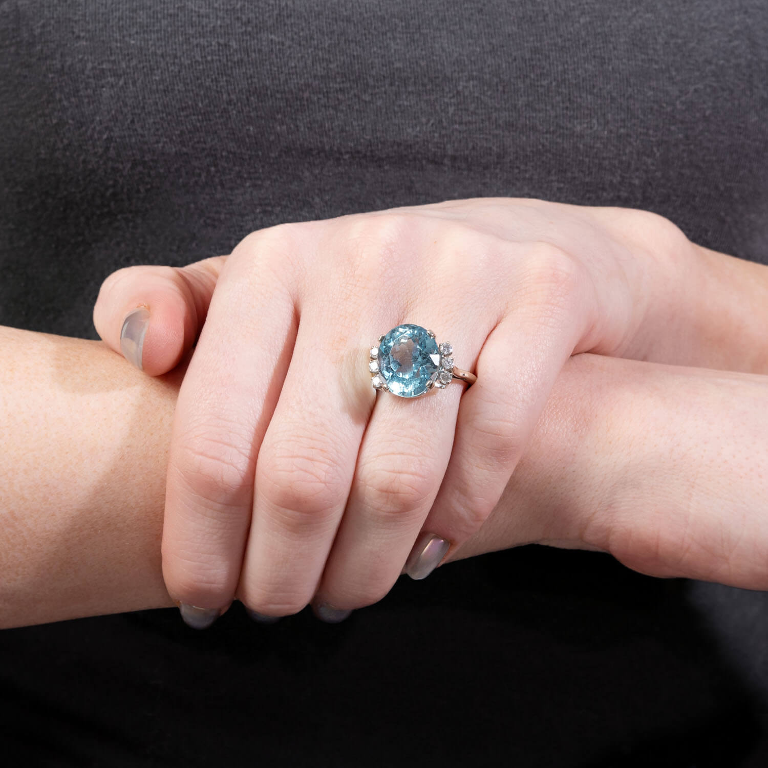 Vintage 14k Gold Aquamarine and Diamond Ring - 10 Carat Total Weight | Elegant Antique Jewelry for Women, Perfect for Engagement, Anniversary & Special Occasion Gifts