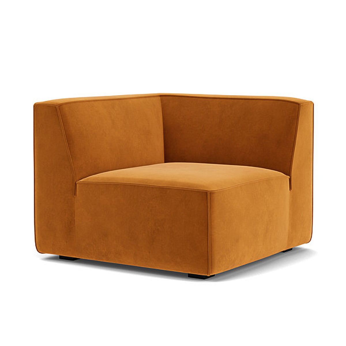 Premium Dane Velvet 1-Seater Right Corner Modular Sofa - Modern Living Room Furniture for Small Spaces & Apartments | Comfortable Single Seater Sofa for Lounge, TV Watching & Relaxation