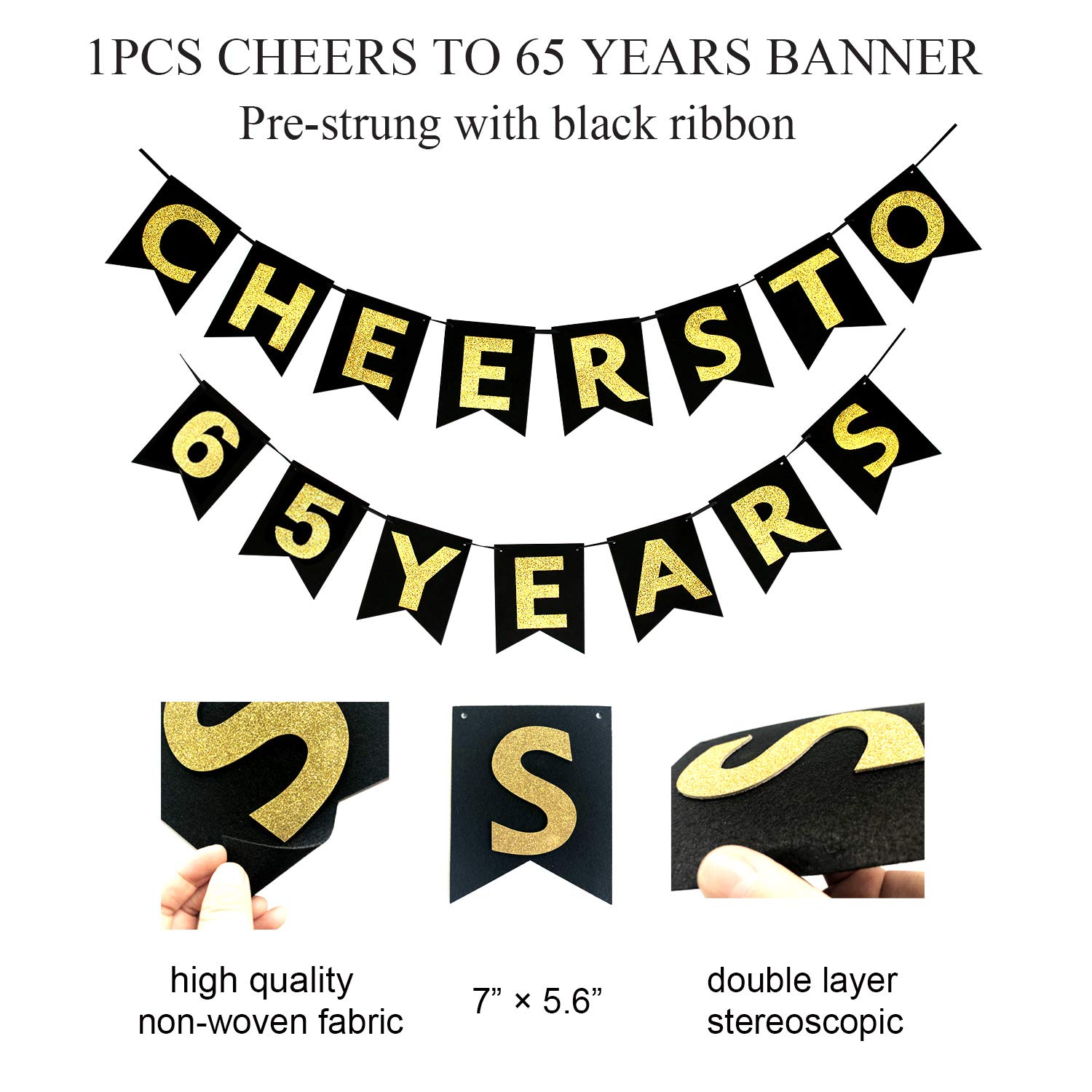 Homond 65th Birthday Decorations Set - Cheers to 65 Years Banner, Party Supplies for Women & Men | Perfect for Anniversary Celebrations, Retirement Parties & Milestone Decor