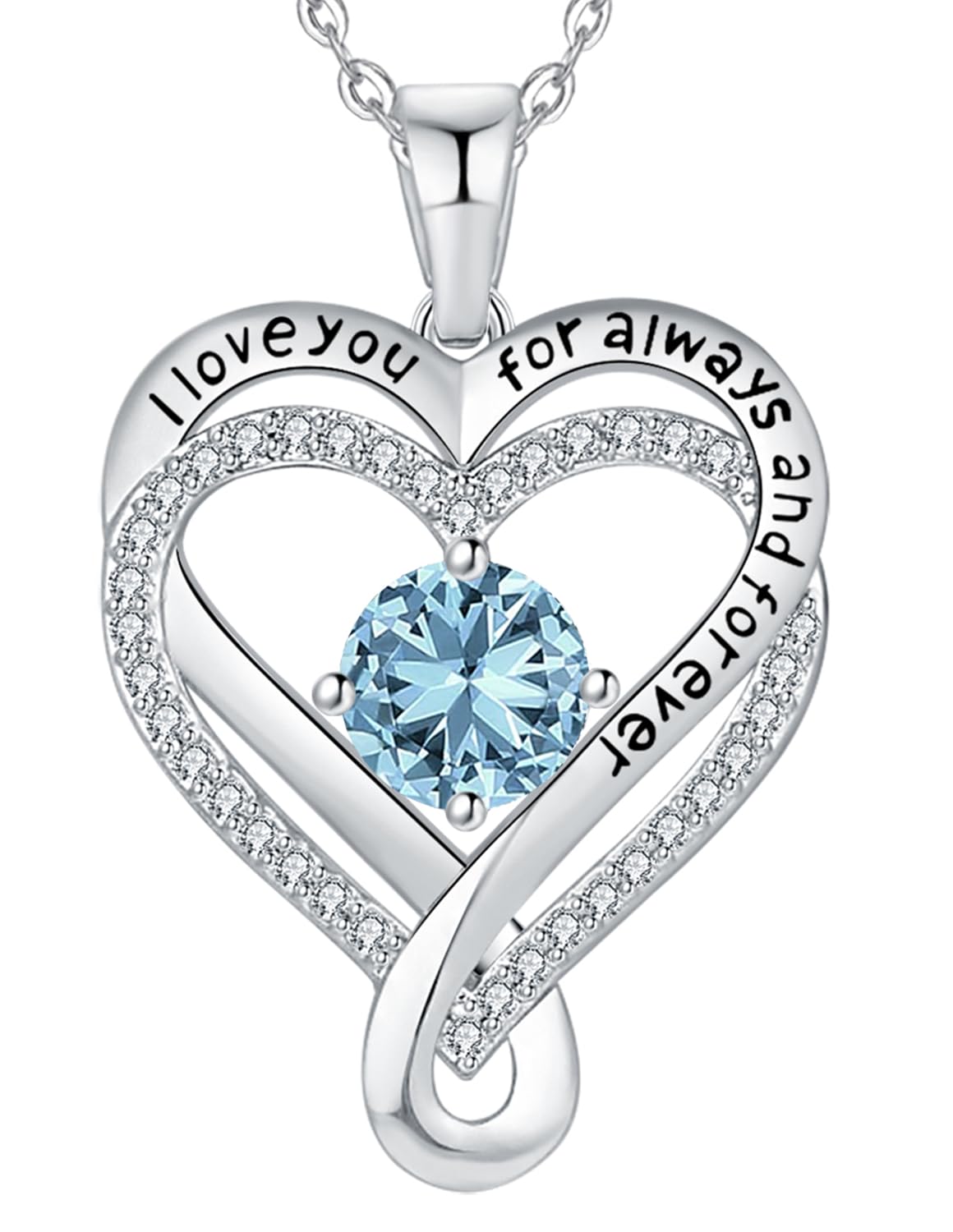Infinity Heart Birthstone Necklace for Women - S925 Sterling Silver I Love You Jewelry, Anniversary & Birthday Gift for Wife, Girlfriend, Mom, Daughter | Perfect for Valentine's Day, Mother's Day & Romantic Occasions
