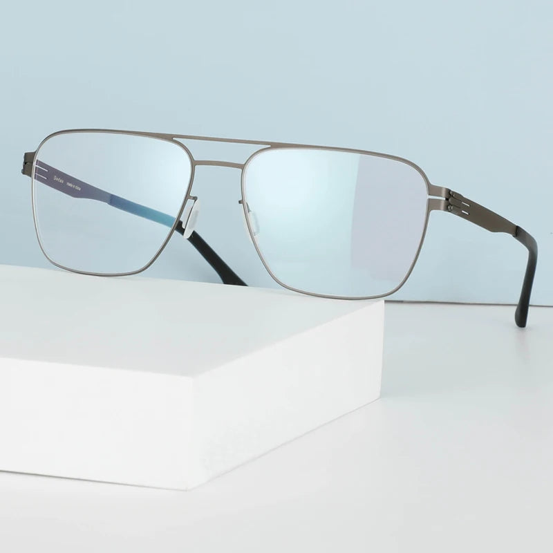 Stylish Black Square Double Bridge Women's Eyeglasses BM001 - Full Rim Stainless Steel Frame for Fashion & Everyday Wear