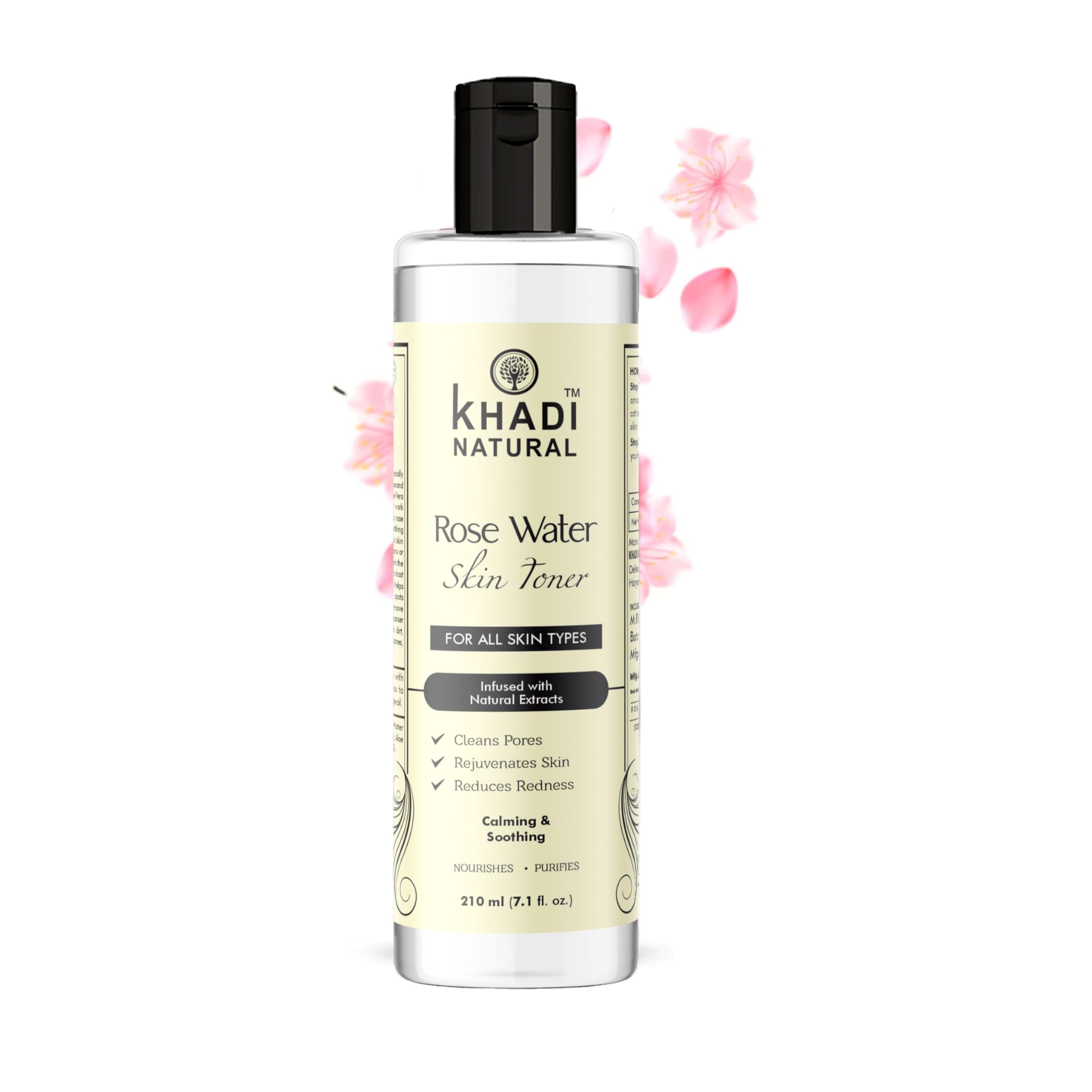 Khadi Natural Rose Water Skin Toner 210ml | Organic Facial Toner for Hydration & Glow | Vegan, Alcohol-Free | Perfect for Daily Skincare Routine & Makeup Prep
