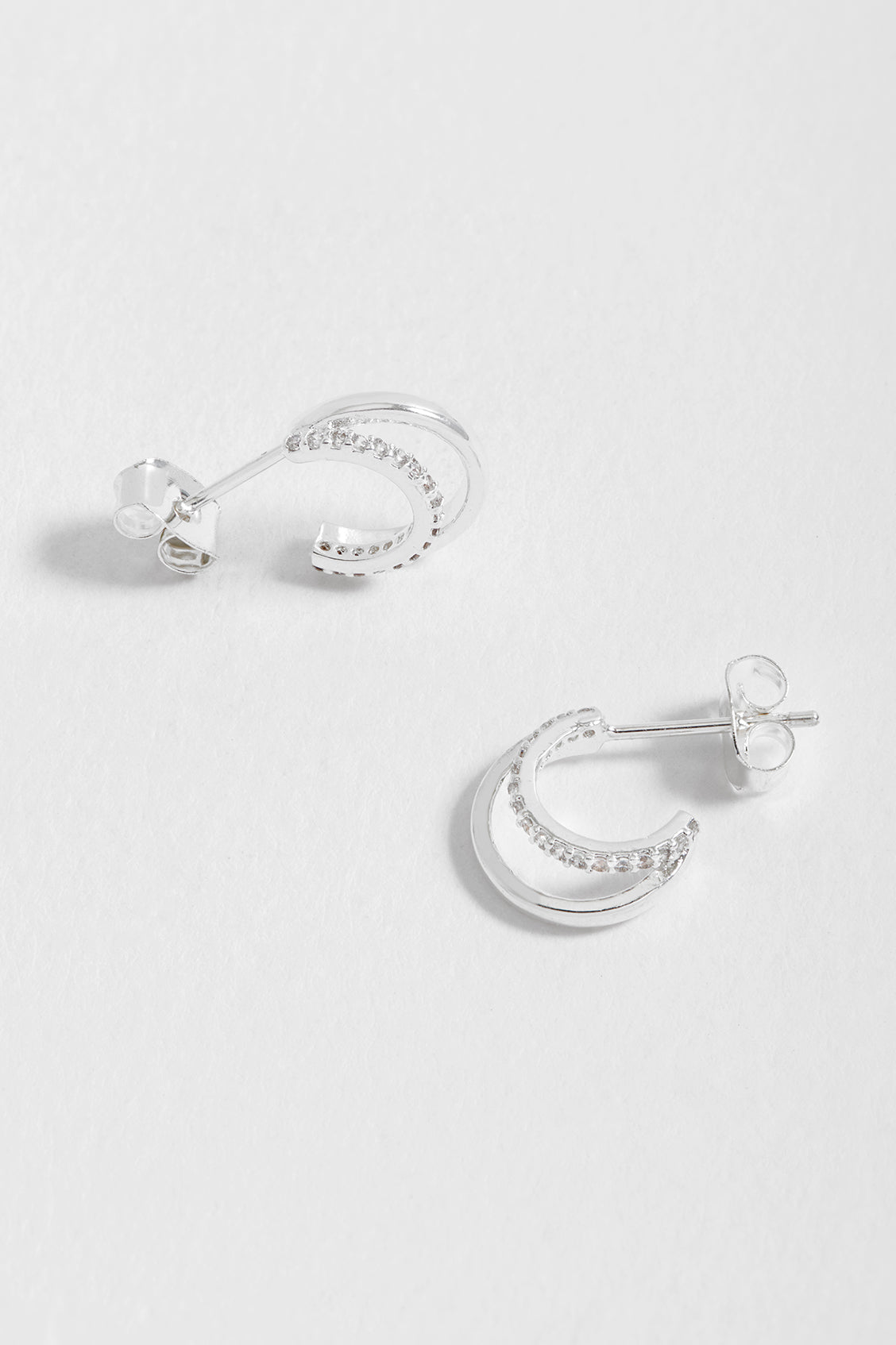 925 Sterling Silver Plated White CZ Pave Curl Hoop Earrings for Women | Elegant Dangle Earrings for Party, Wedding & Everyday Wear