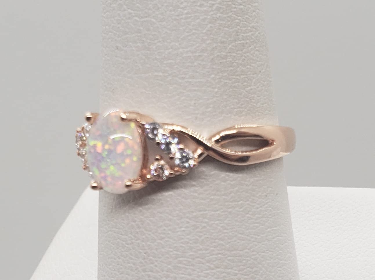 8 Size White Fire Opal Topaz Rose Gold Ring for Women - Elegant Jewelry Gift for Anniversary, Wedding & Special Occasions