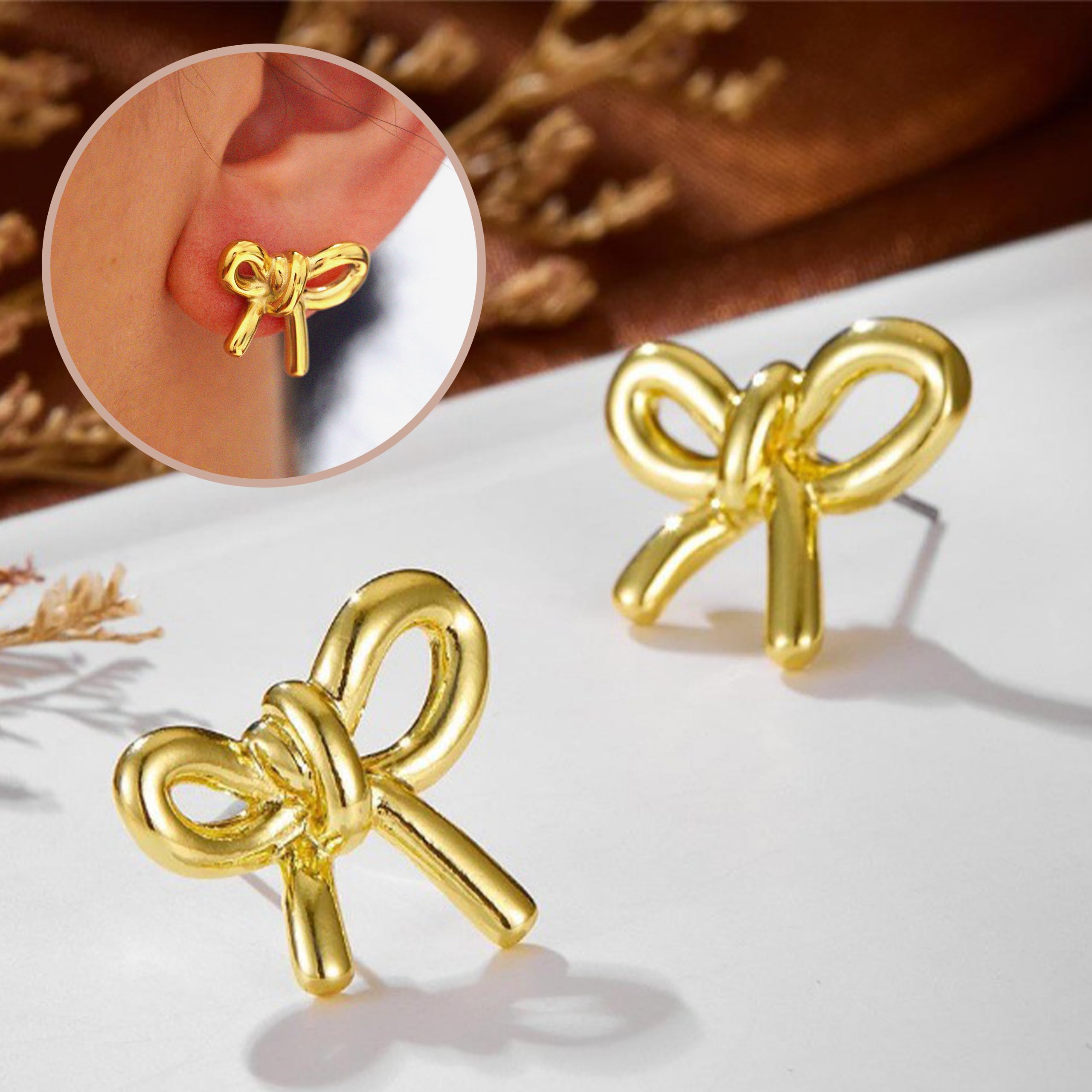Elegant Bow Jewelry Set for Women - Necklace, Earrings & Bracelet | Bowknot Pendant Chain, Ribbon Stud Earrings | Coquette Accessories | Perfect Christmas Gift for Her | Ideal for Parties, Dates & Special Occasions
