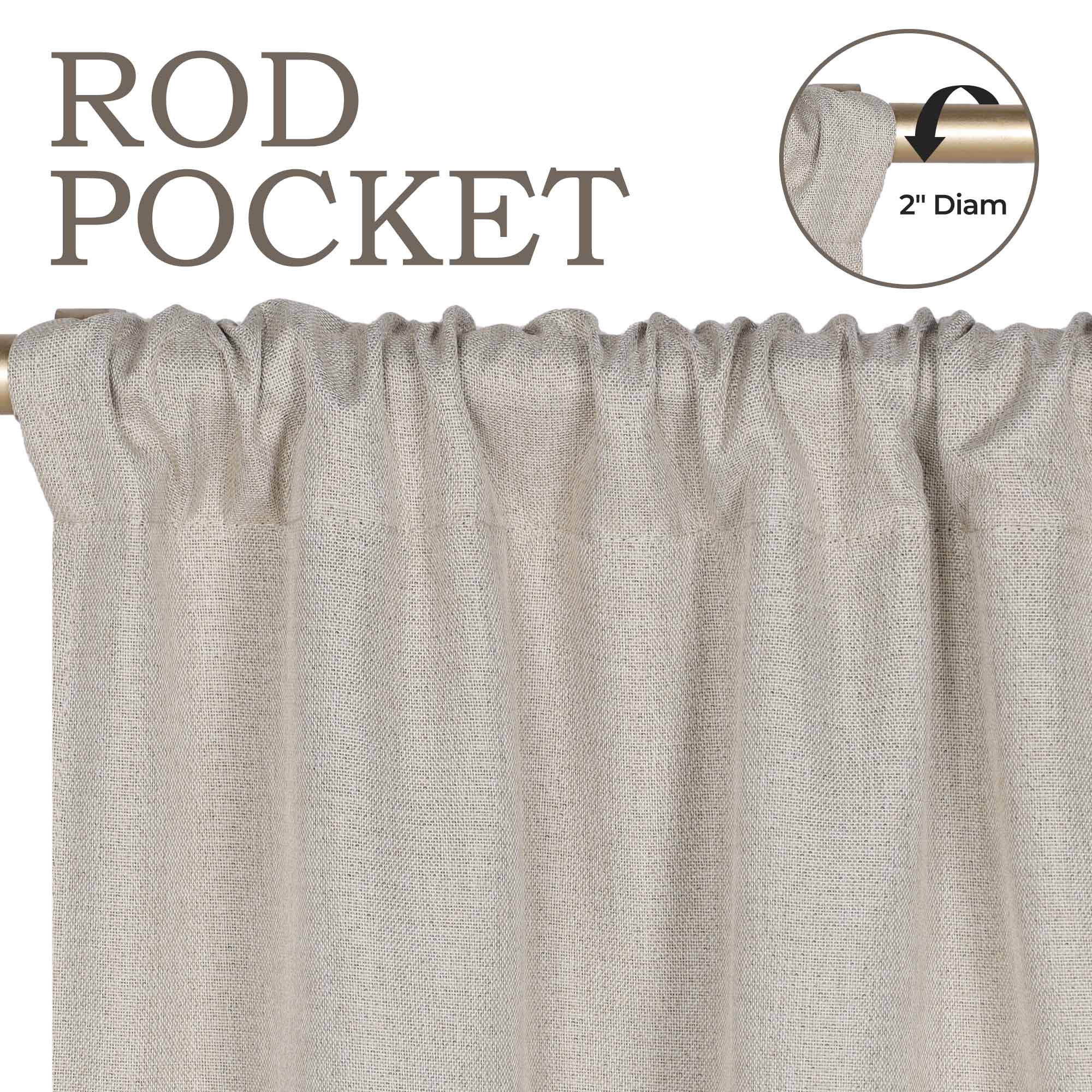 Blackout Curtains for Bedroom - 100% Linen Washable Room Darkening Curtains Set of 2 Panels - Perfect for Home Theater, Nursery & Light Sleepers