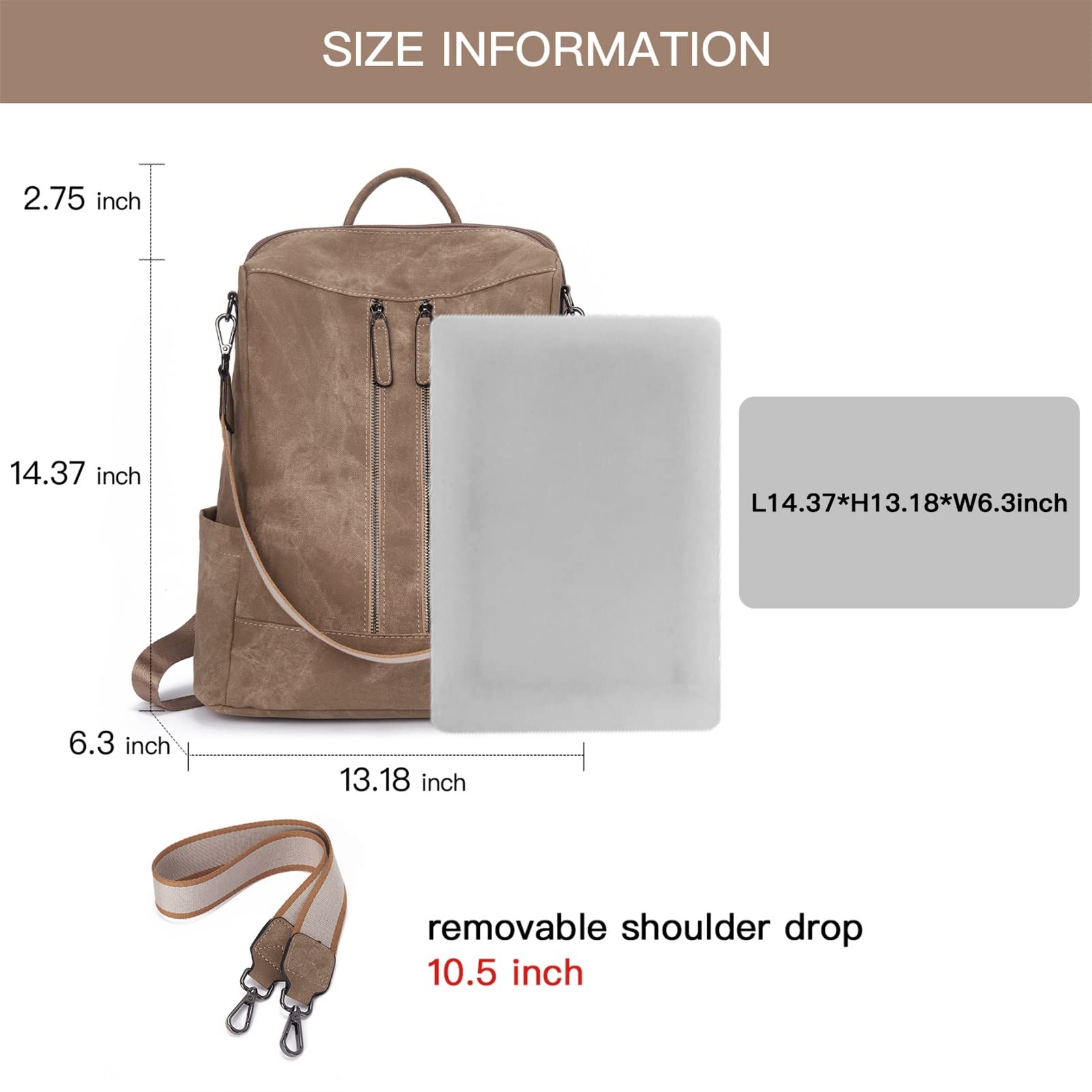 BROMEN Women's Leather Backpack Purse - Anti-Theft Fashion Shoulder Bag & Handbag for Work, Travel & School | Stylish Bookbag for Everyday Use