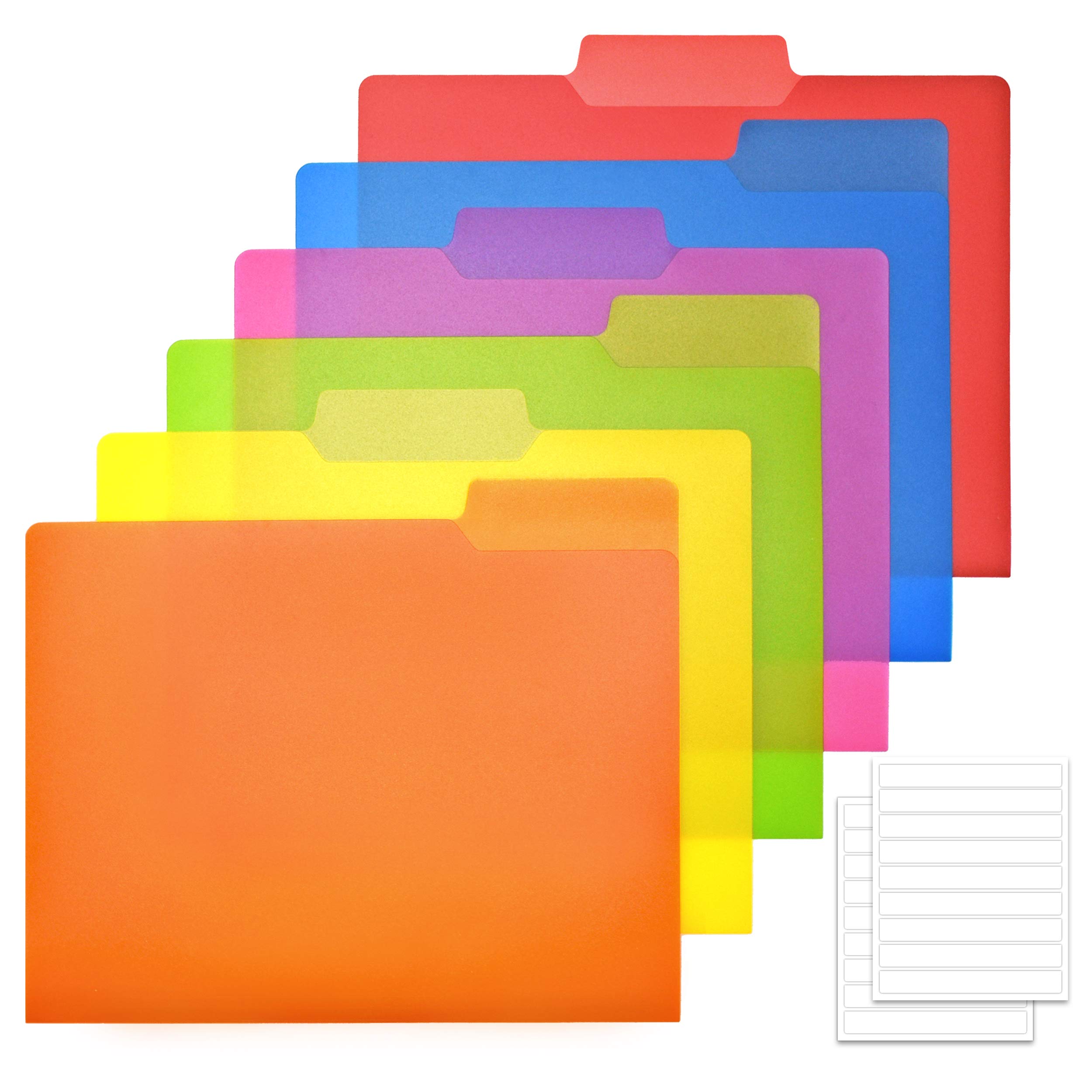 WOT I 18PCS Plastic File Folders - Heavy Duty Colored Filing Folders with 1/3 Cut Tab, Letter Size 6 Assorted Colors for Office, School, Home Organization & Document Storage - Perfect for Filing, Sorting and Easy Access to Important Papers