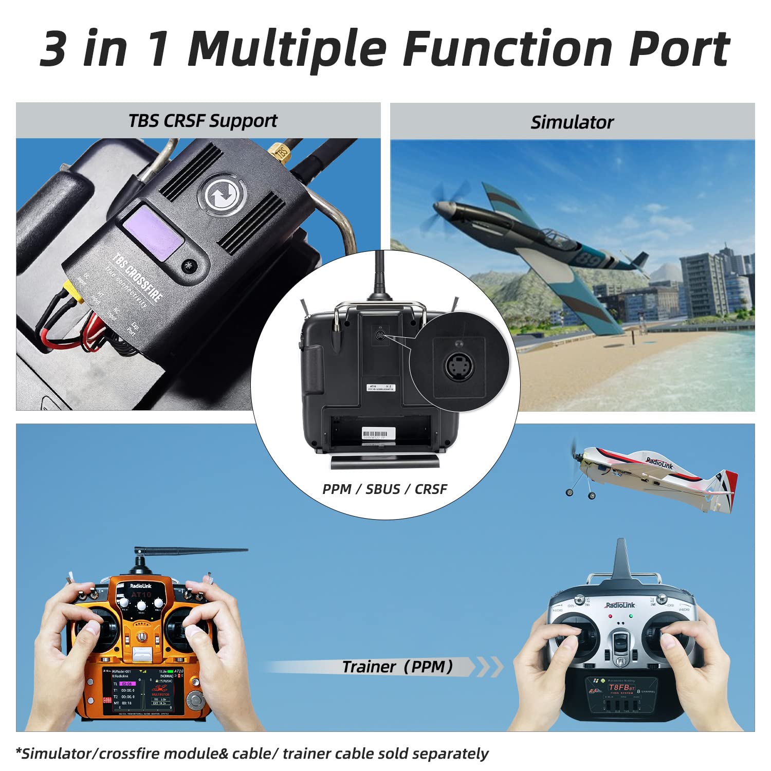Radiolink AT10II 2.4Ghz 12 Channel RC Transmitter with 2 R12DS Receivers - Long Range Radio Controller for RC Airplanes, Drones, FPV, Quadcopters & Helicopters (Mode 2 Left Hand Throttle) | Perfect for Aerial Photography, Racing & Hobby Flying