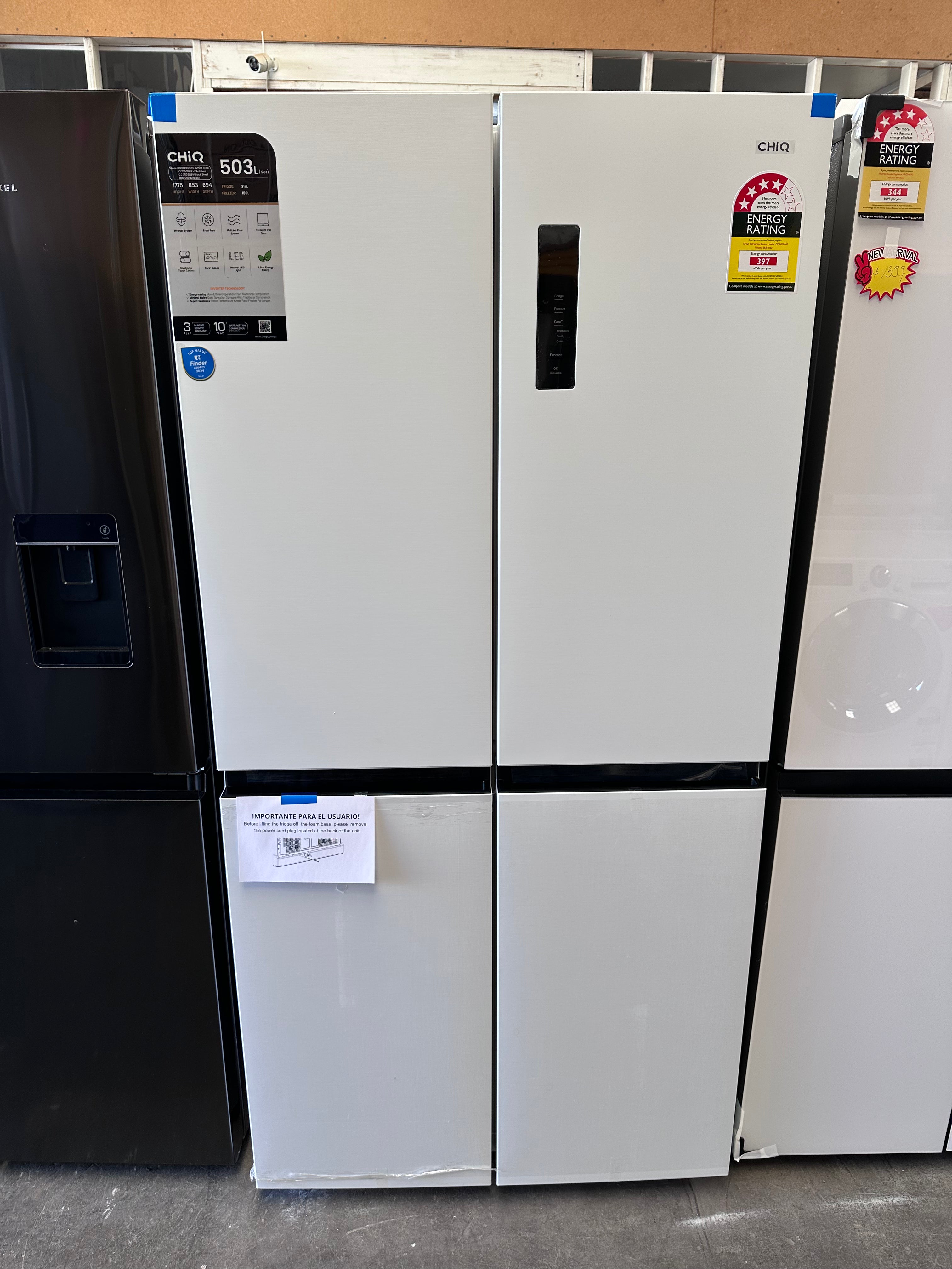 Brand New CHiQ 503L White 4-Door Refrigerator CCD499NWS - Energy Efficient Large Capacity Fridge with 5-Year Warranty for Home, Kitchen, and Restaurant Use
