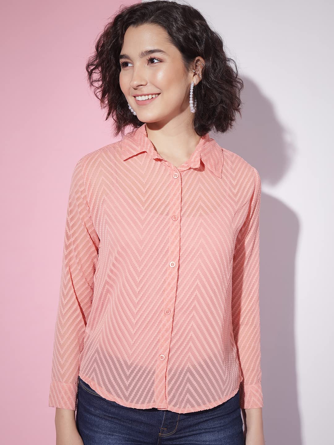 Stylish DIMPY GARMENTS Women's Casual Chiffon Shirt with Button Front & Floral Print - Perfect for Office Wear, Date Nights & Summer Outfits