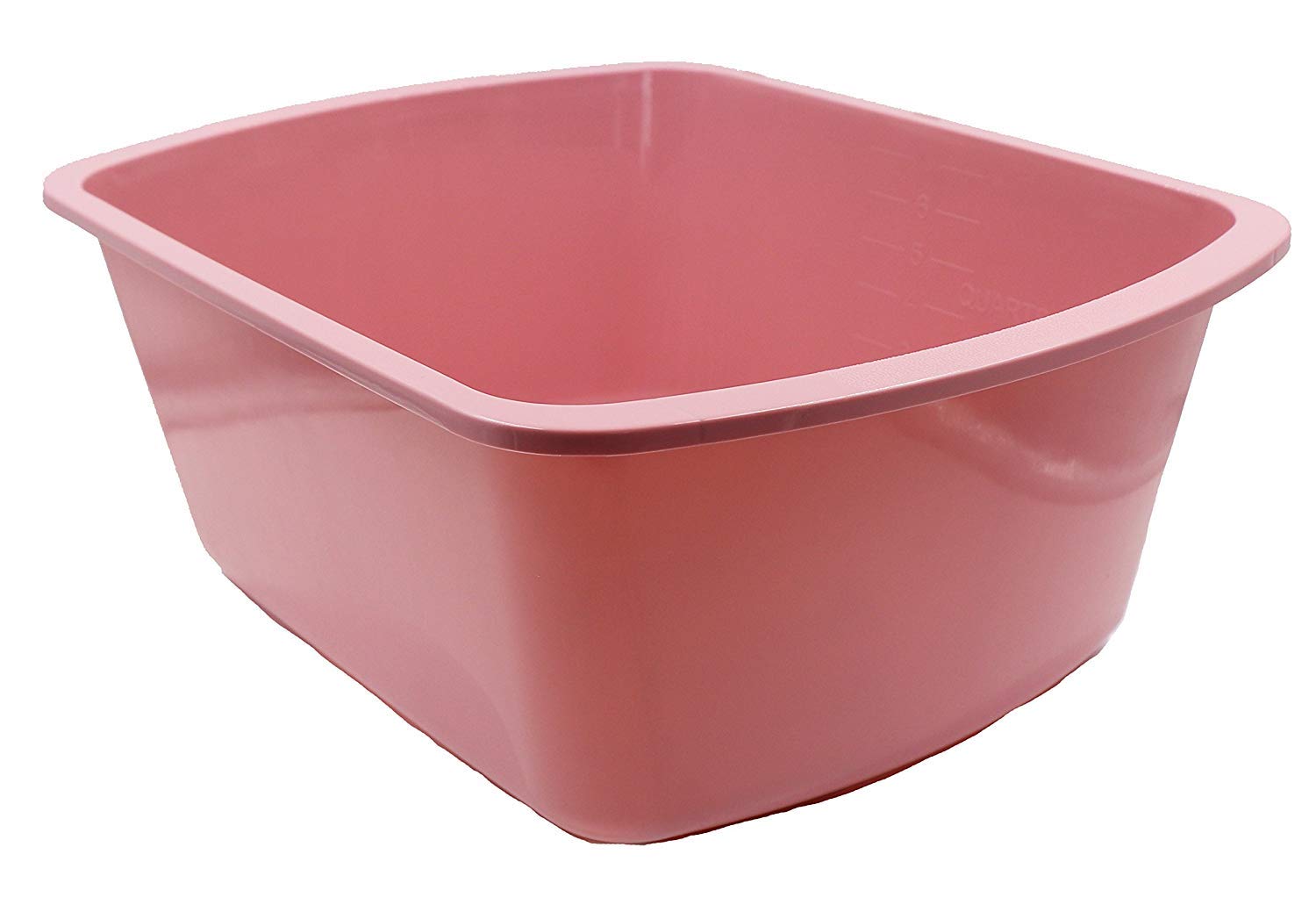 7 Quart Rectangular Plastic Wash Basin with Measurement Graduations - Rose Color (Pack of 6) for Kitchen, Laundry, Bathroom & Camping Use