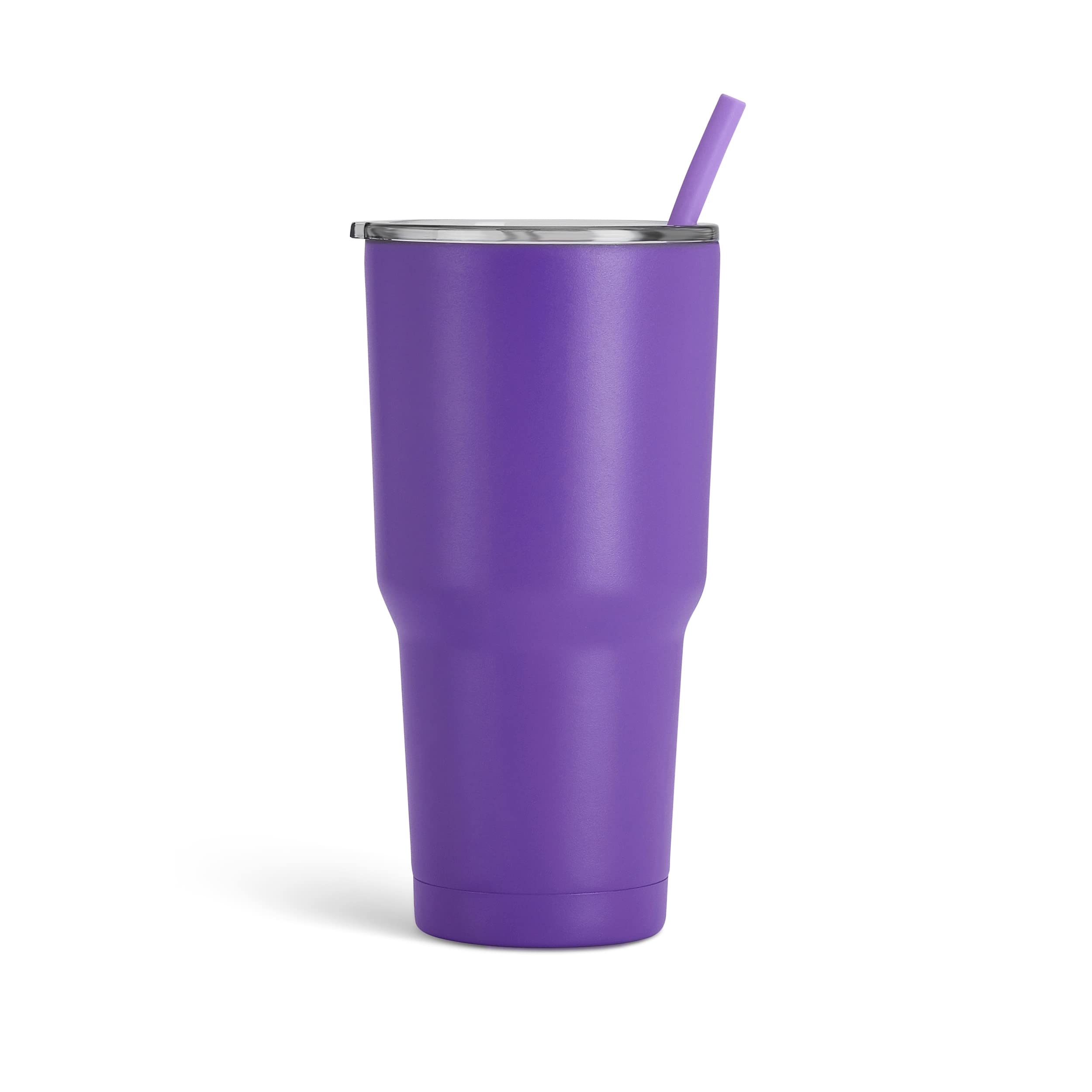 Makerflo 30 oz Purple Powder Coated Tumbler - 25 Pack with Lids & Straws | Laser Engravable, UV DTF, Epoxy & Vinyl Ready | Perfect for DIY Gifts, Customization & Personal Projects | Great for Office, Gym, Travel & Outdoor Activities