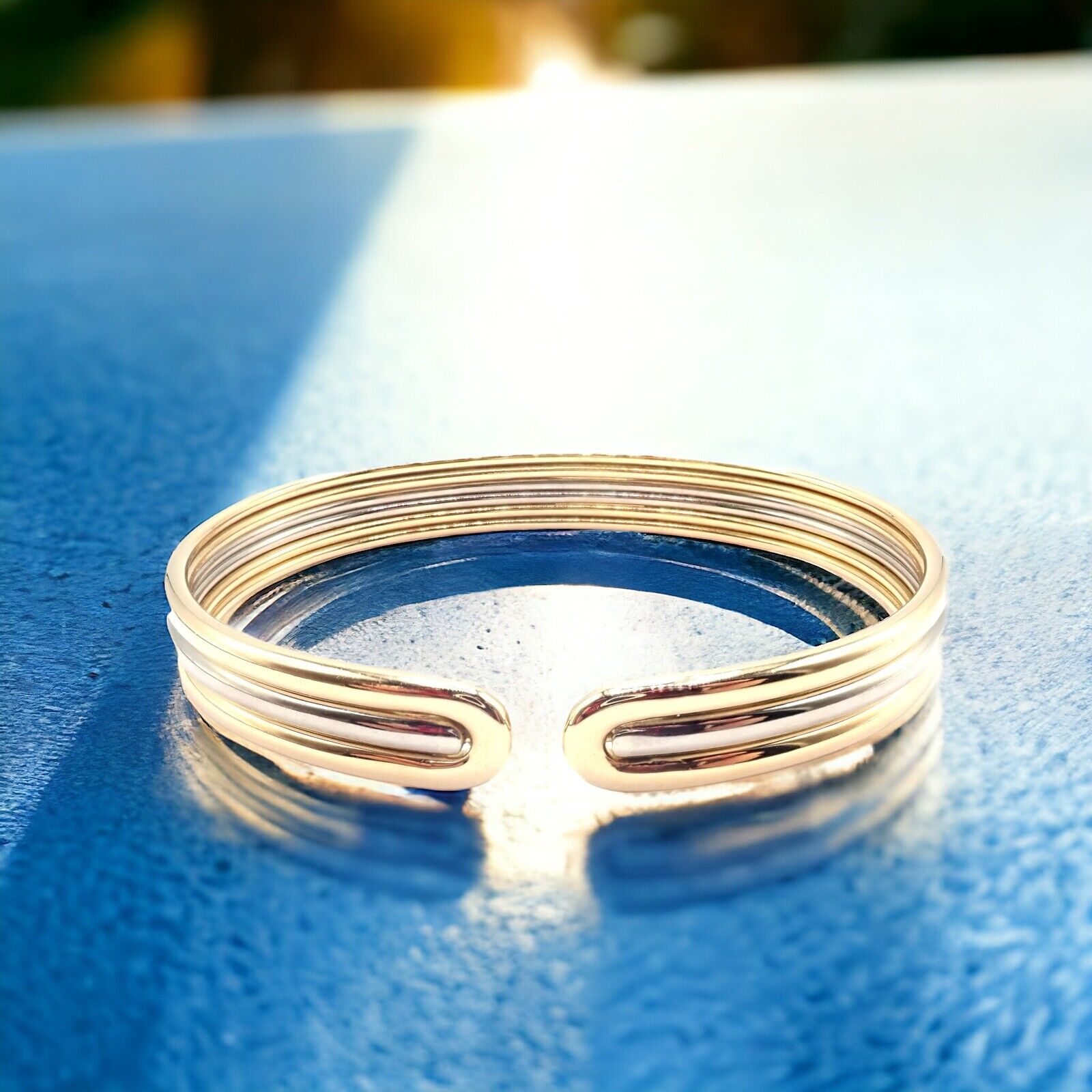 Authentic Van Cleef & Arpels 18k Yellow & White Gold Bangle Cuff Bracelet - Luxury Jewelry for Women, Perfect for Weddings, Parties & Special Occasions