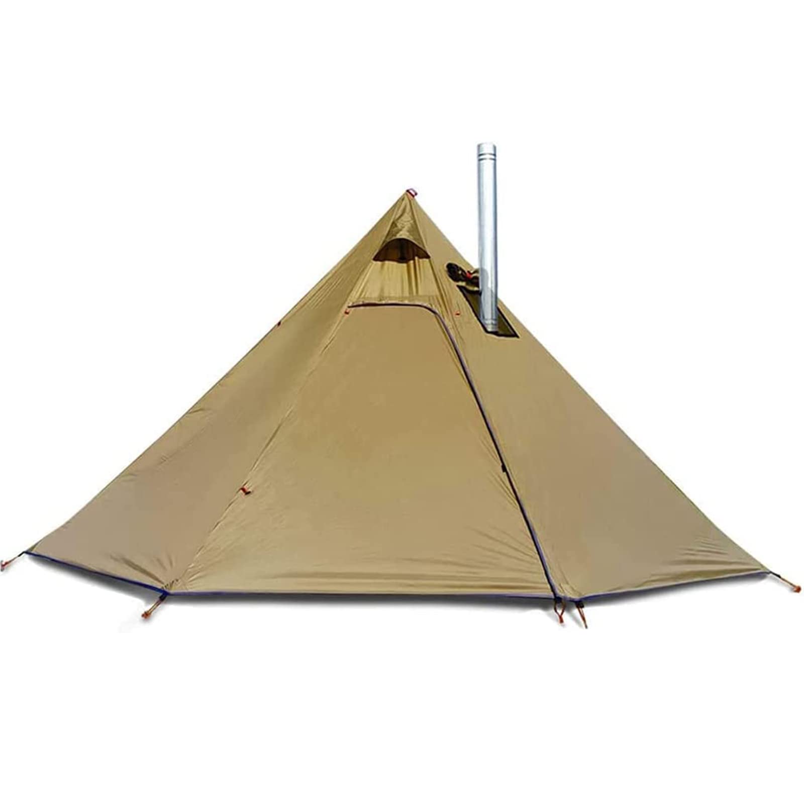 Pyramid Tent Teepee with Stove Hole & Windows - 2-4 Person Hot Tent for Outdoor Camping, Hiking & Family Adventures | Perfect for Winter Camping, Backpacking & Wilderness Survival