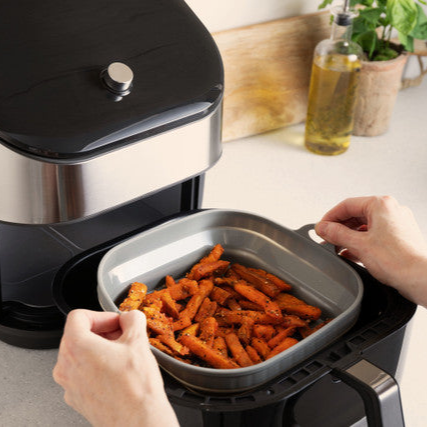 Non-Stick Collapsible Silicone Air Fryer Liner - Rectangle Shape for Easy Storage - Perfect for Healthy Cooking, Baking, and Roasting in Air Fryers