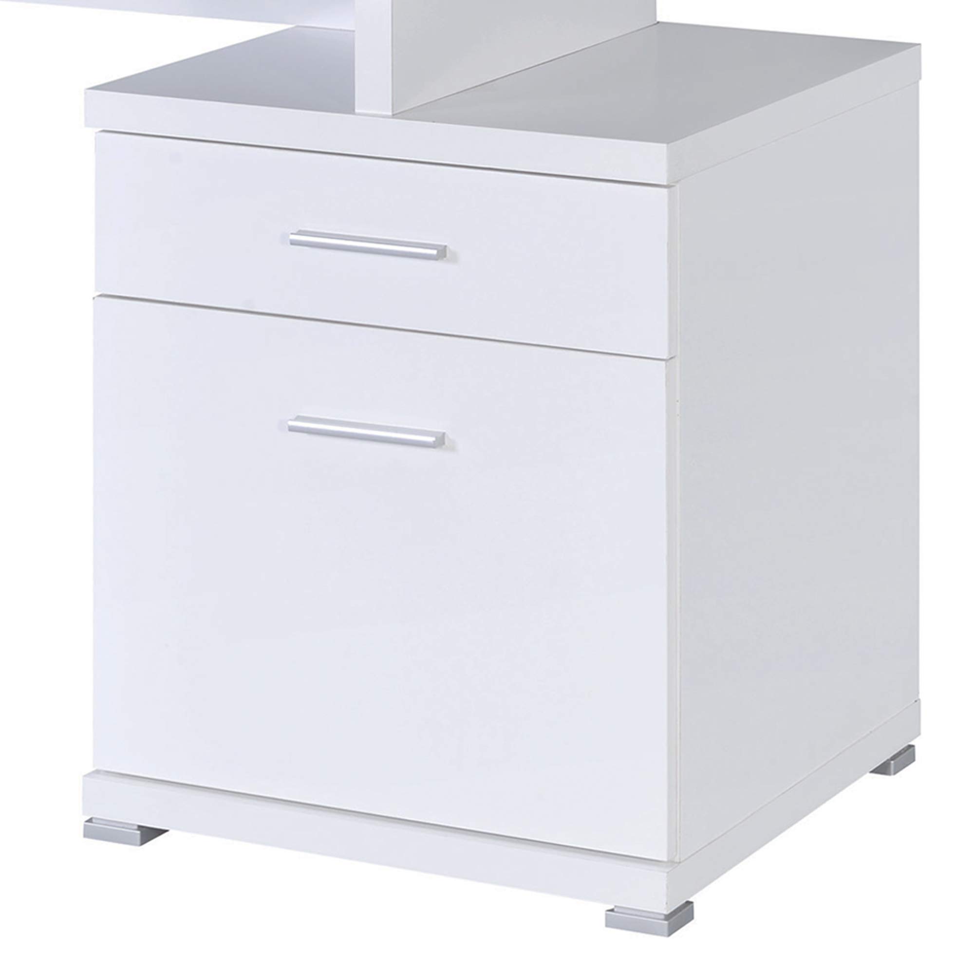 Benjara Elegant White Wooden Desk with Storage Cabinet - Perfect for Home Office, Study Room & Workspace Organization