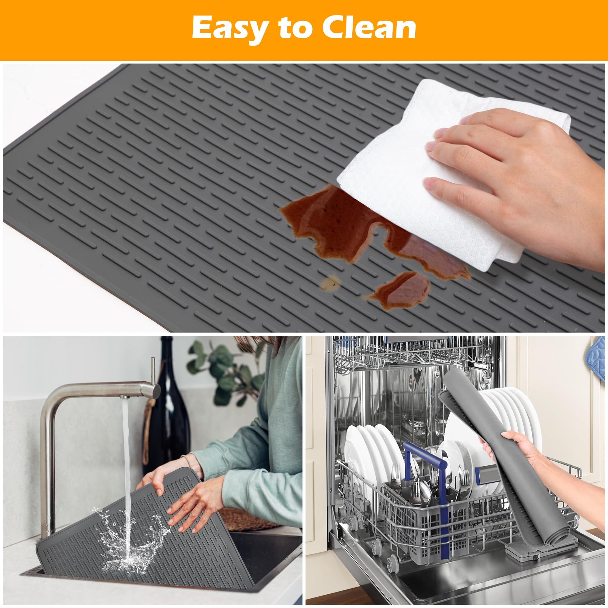 Electric Stove Top Covers - Heat Resistant Ceramic Glass Induction Cooktop Protector for RV, Oven & Kitchen Appliances | Non-Slip XL Dish Drying Mat (Grey) - Perfect for Camping, RV Trips & Small Kitchen Spaces