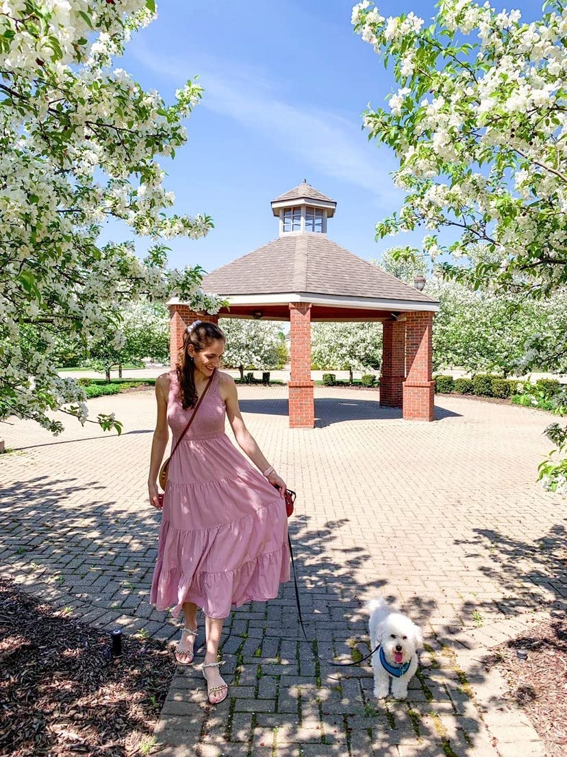 PRETTYGARDEN Women's Casual Loose Plain Maxi Sundress - Smocked Tank Dress Sleeveless Summer Beach Tiered Long Dresses for Vacation, Pool Party & Outdoor Activities