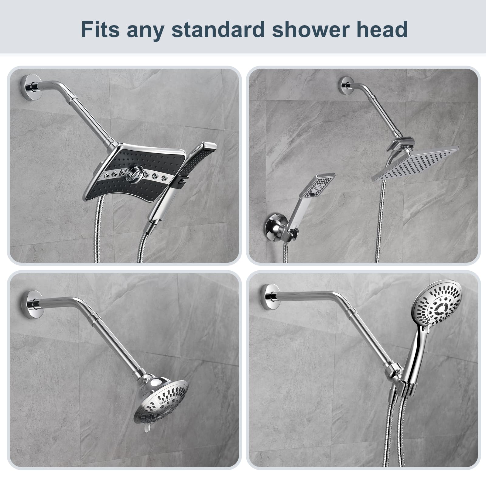 BRIGHT SHOWERS 6 Inch Shower Arm Extender - Adjustable Chrome Pipe Extension for Rain & Handheld Shower Heads | Perfect for Bathroom Renovation & Accessibility Needs