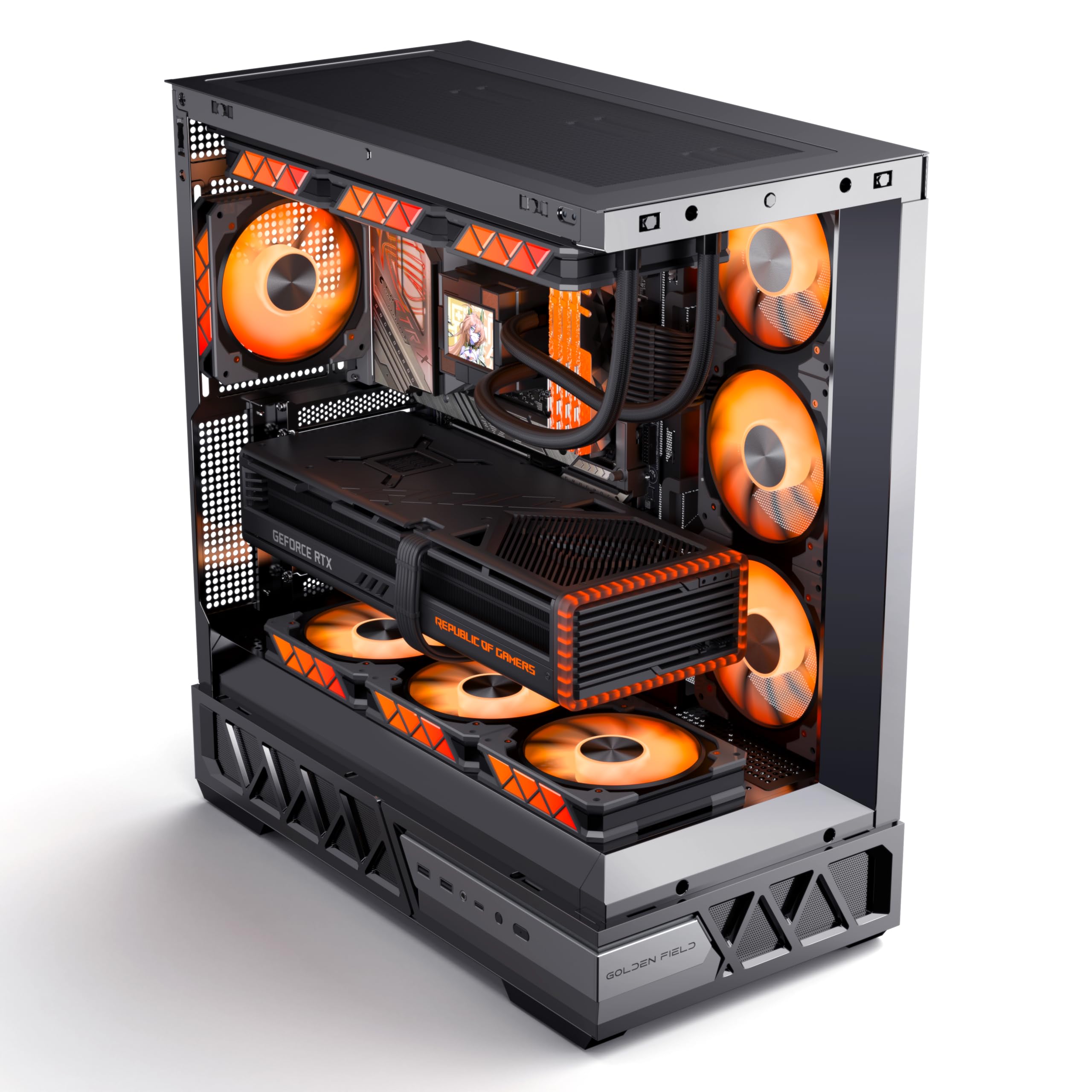 Gaming PC ATX Mid Tower Case - Compatible with Micro ATX/Mini ITX, Supports 360mm Water Cooling, Easy Installation & Cable Management, 270° Tempered Glass Design - Black | Perfect for High-Performance Gaming Rigs & Streaming Setups