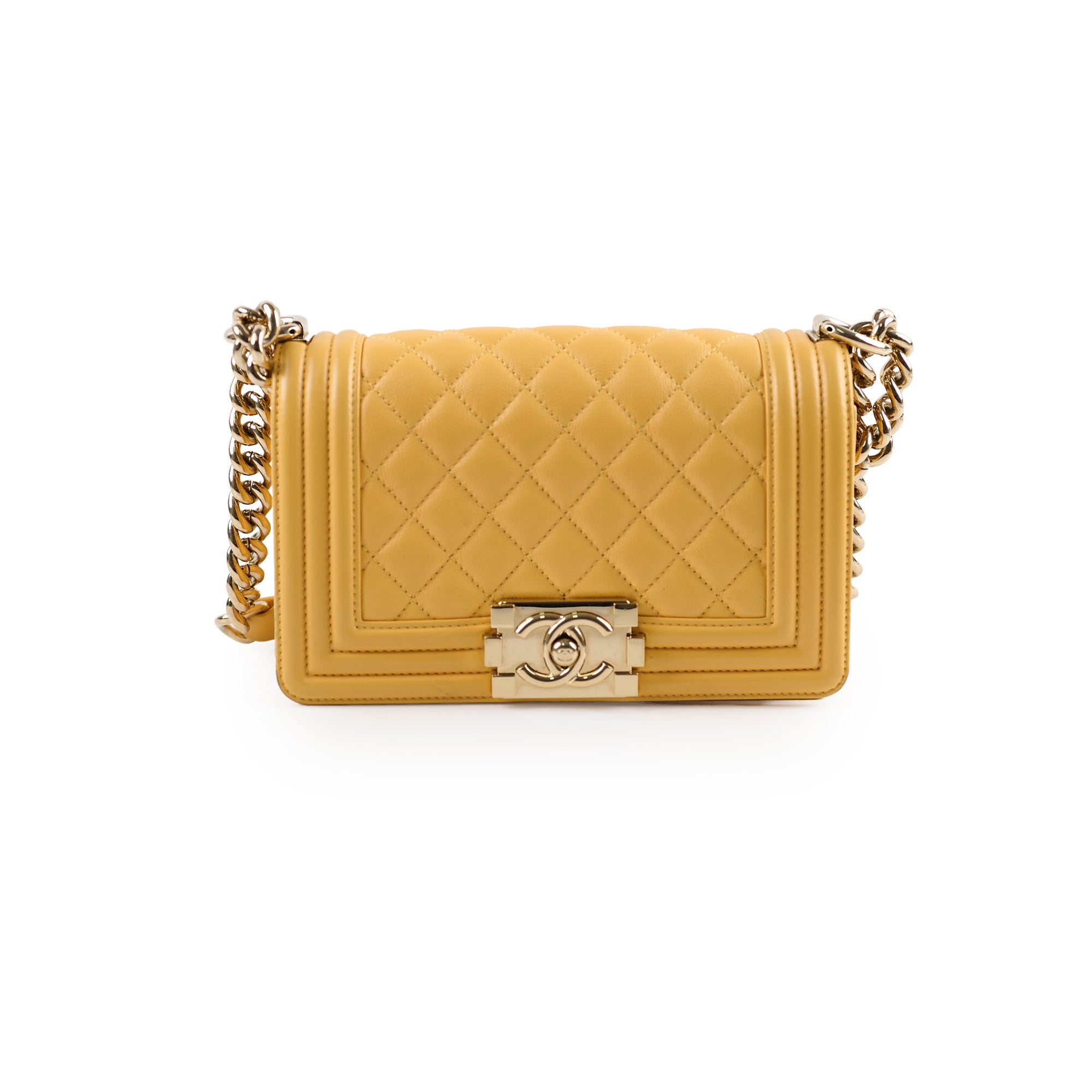Chanel Small Boy Yellow Leather Shoulder Bag - Luxury Designer Handbag for Women | Perfect for Parties, Dating & Everyday Use