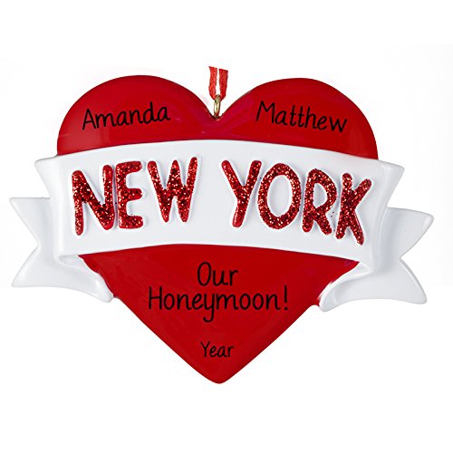 Personalized New York Heart Ornament - Custom Gift for NYC Lovers & Visitors | Perfect for Christmas Tree Decor, Souvenirs & Travel Memories - Includes Free NYC Postcard from Parands.com