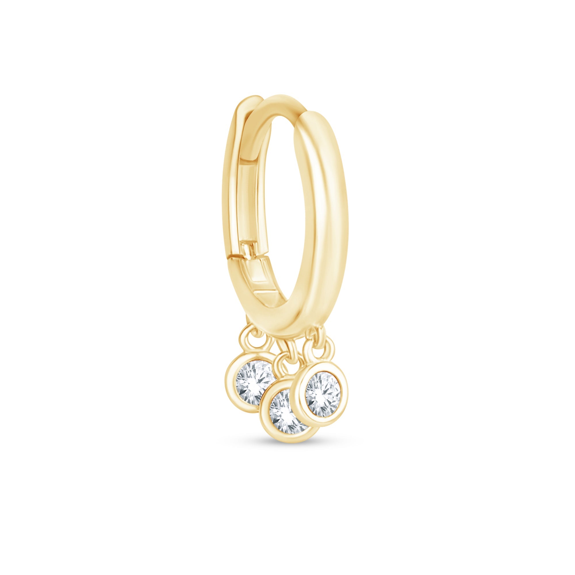 14k Solid Yellow Gold Cubic Zirconia Charm Hoop Earrings - Perfect for Weddings, Parties & Everyday Elegance