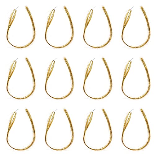 Sparkly Gold Hair Tinsel Strands Kit - Glitter Hair Extensions for Women & Girls | Festival Hair Accessories, Party Glitter Bling for Concerts, Raves & Special Occasions