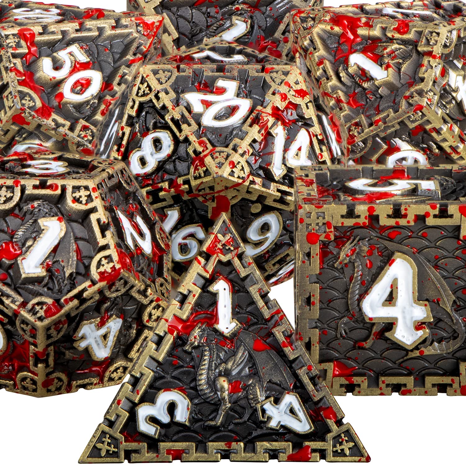 Premium Bronze Dragon Design Metal D&D Dice Set - Handmade Polyhedral Dice (D20, D12, D10, D8, D6, D4) with Gift Box for Dungeons & Dragons RPG, Tabletop Role Playing Games - Perfect for Fantasy Adventures, Campaigns & Collector Displays