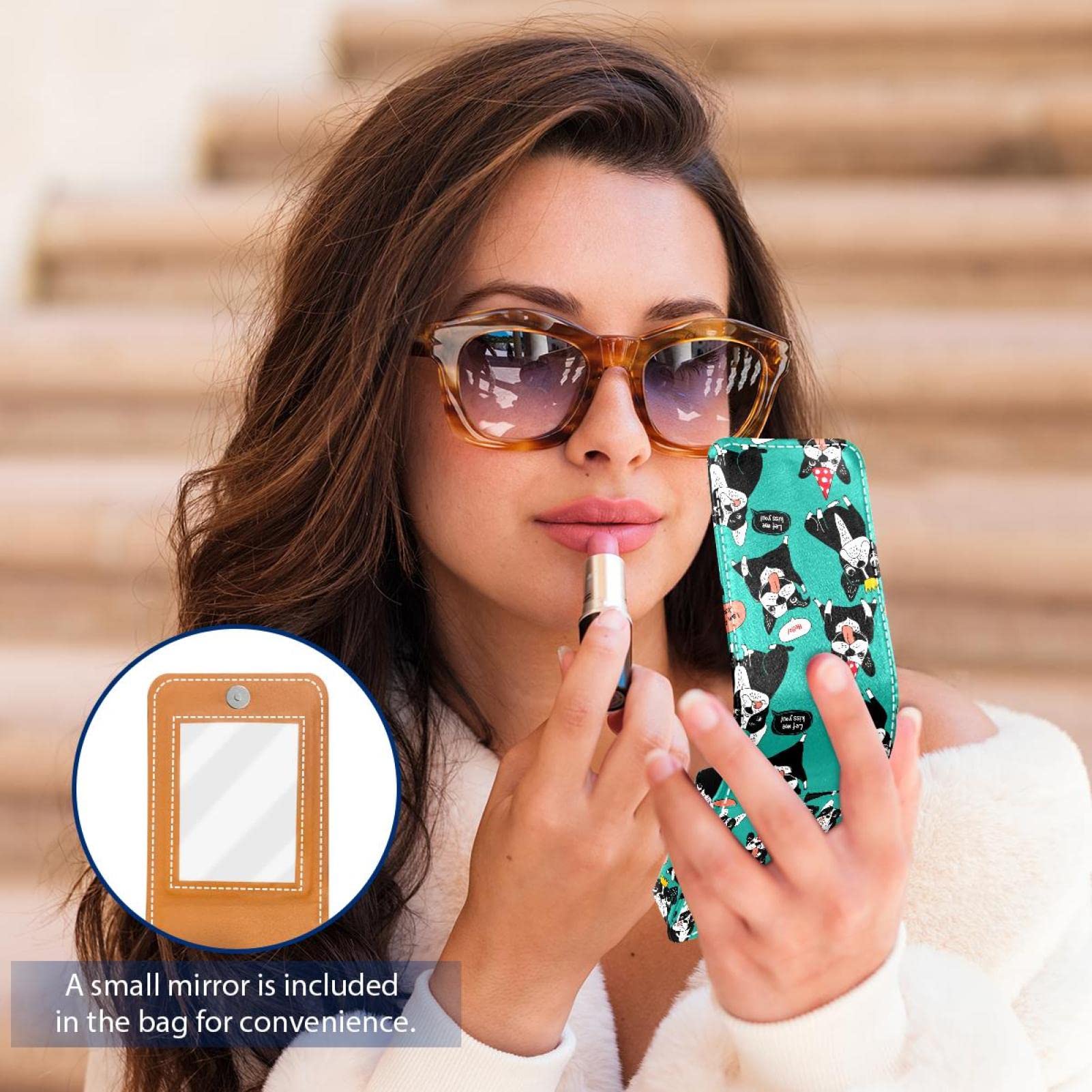 Personalized Lipstick Holder Case - Cute Puppy Dog Emoticon Makeup Bag, Portable Cosmetic Pouch & Organizer for Women | Perfect for Travel, Daily Use & Gift Giving