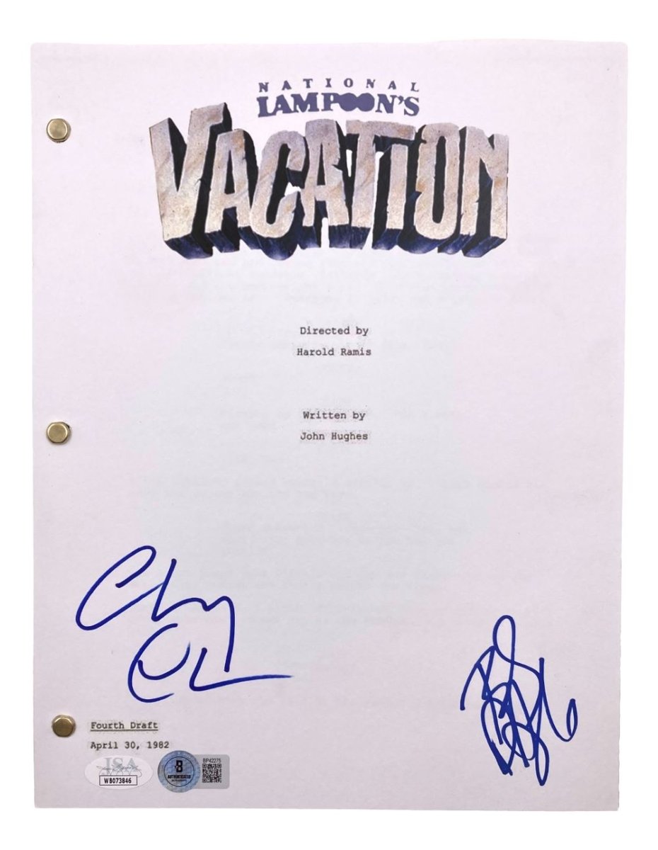 Chevy Chase & Beverly D'Angelo Autographed National Lampoon's Vacation Movie Script - BAS & JSA Certified - Perfect for Movie Memorabilia Collectors & Christmas Vacation Fans