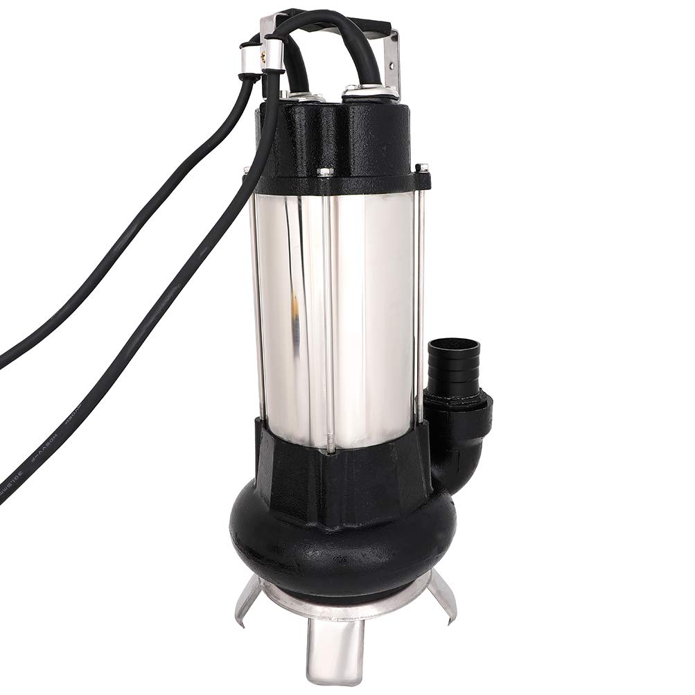 SCITOO 6340GPH 1.5HP Submersible Sump Pump with Cutter Grinder - Cast Iron Sewage Pump with Float Switch - Ideal for Basement Flooding, Industrial Drainage & Wastewater Management