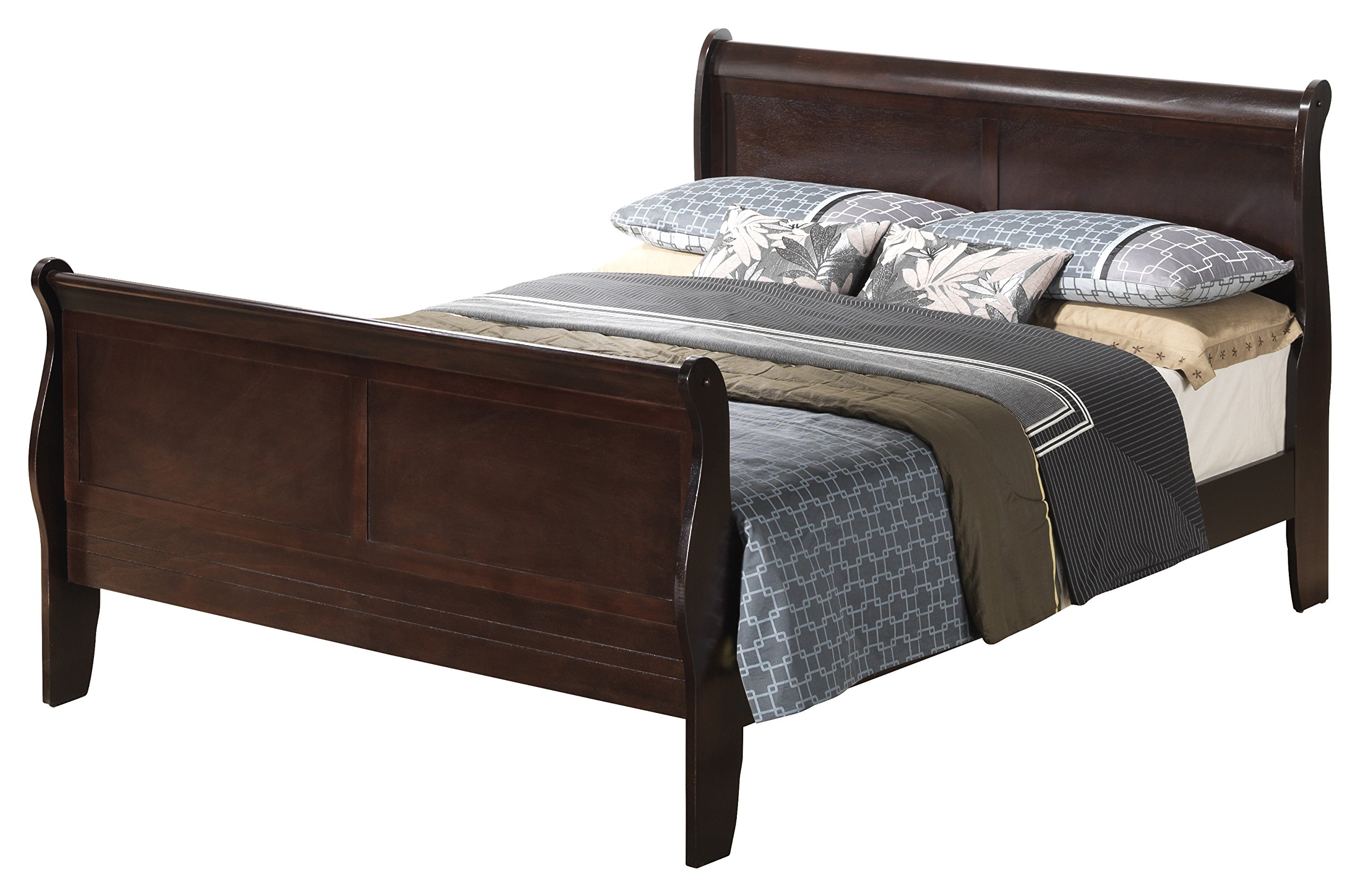 Glory Furniture Full Size Sleigh Bed in Cappuccino Finish - 2-Piece Set for Cozy Bedroom Decor | Perfect for Master Bedrooms, Guest Rooms & Vacation Homes