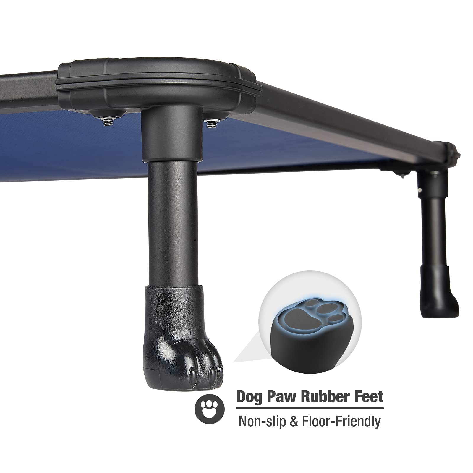 Veehoo Chew Proof Elevated Cooling Dog Bed - Durable Raised Pet Cot with Rustless Aluminum Frame & Textilene Mesh - Non-Slip Feet for Indoor/Outdoor Use - Medium Size Blue (CWC2002) - Perfect for Backyard, Patio, Kennel & Travel
