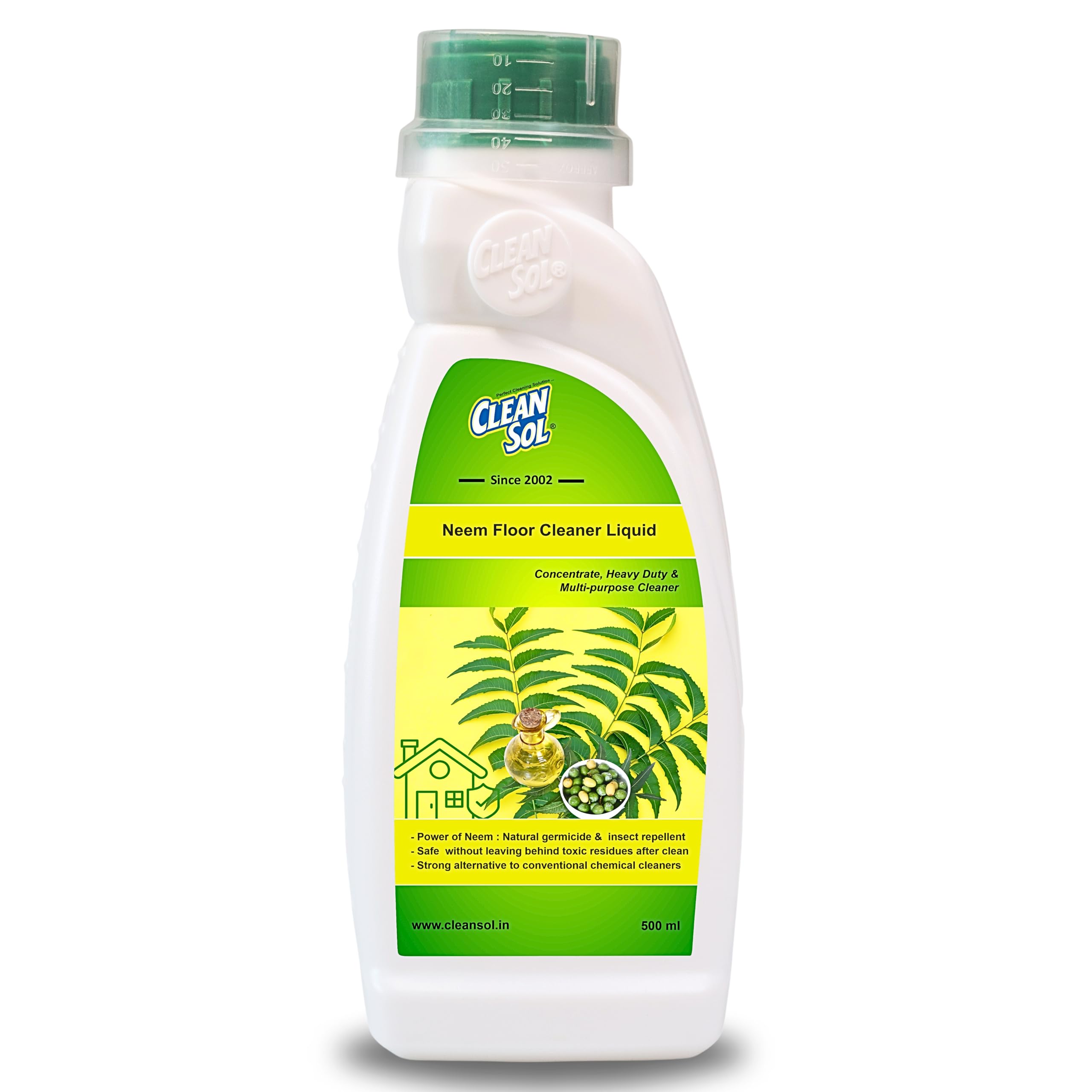 Cleansol Neem Floor Cleaner Liquid - Eco-Friendly Herbal Cleaner with Neem Oil Extract for Bathroom, Tile, Marble & All Floor Types | 500ml | Perfect for Deep Cleaning & Disinfecting Hard Surfaces