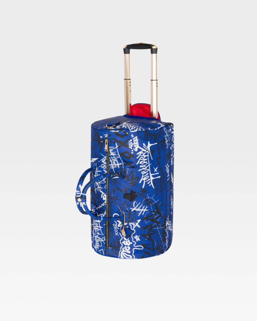 Royal Blue Graffiti Rolling Duffle Bag - Waterproof Travel Luggage for Gym, Sports & Weekend Getaways