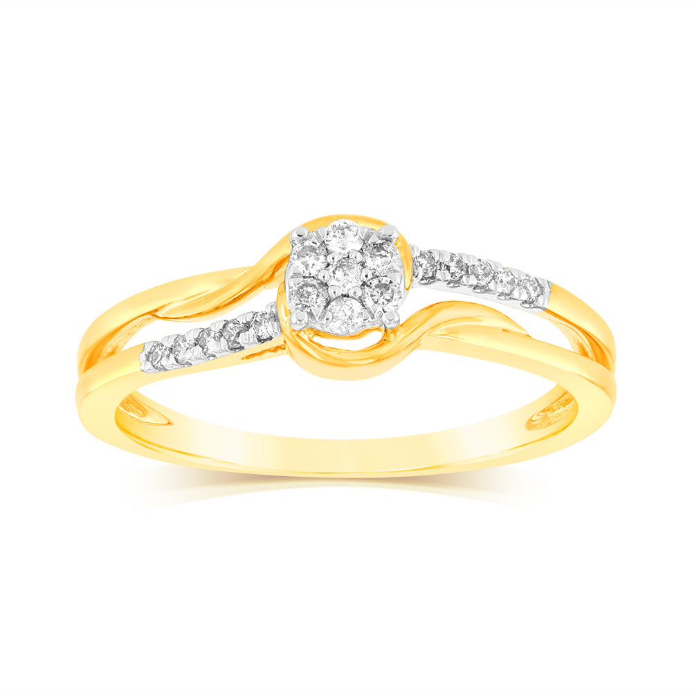 1/10 Carat Diamond Ring in 9ct Yellow Gold - Elegant Solitaire Engagement Ring for Women, Perfect for Proposals, Anniversaries & Special Occasions