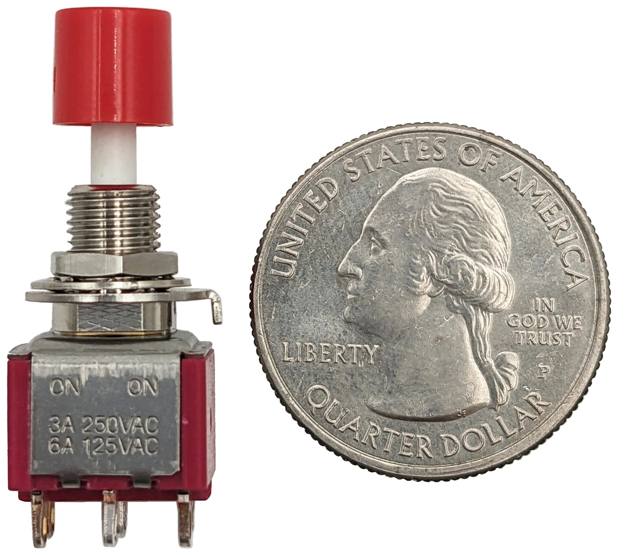 DPDT Alternate Action Pushbutton Switch - ON-ON Solder Lug Terminals - Perfect for Industrial Control Panels & DIY Electronics Projects