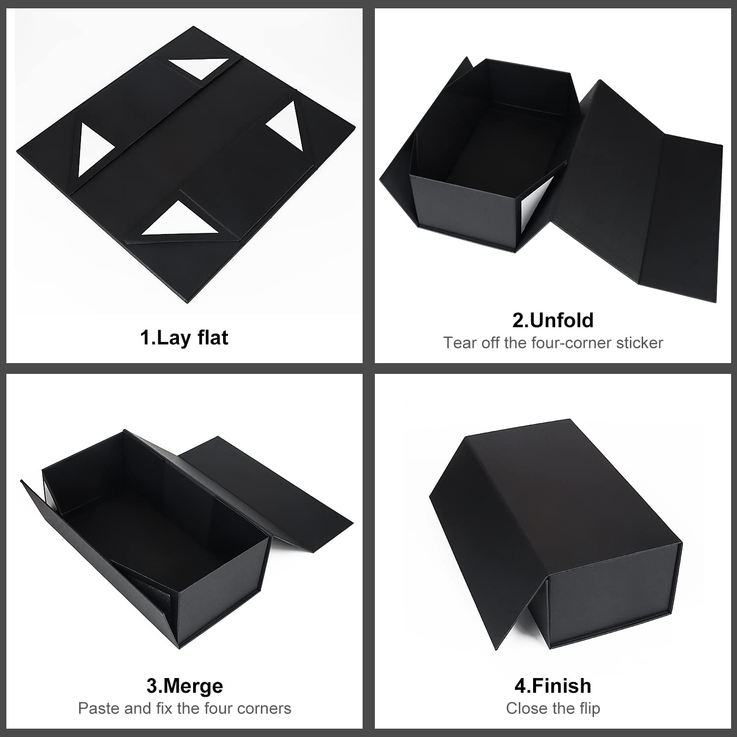 Premium Black Magnetic Gift Box 12x6x4 Inches - Elegant Bridesmaid, Birthday & Luxury Present Packaging Box for Jewelry, Cosmetics & Special Occasions