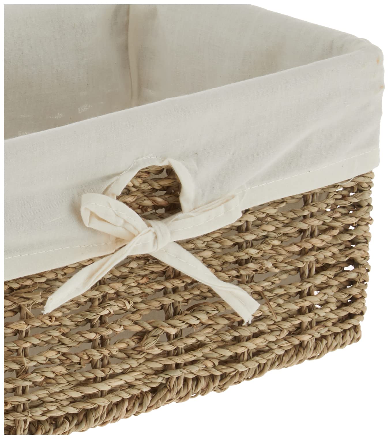 Vintiquewise(TM) Seagrass Storage Basket with White Lining - Set of 2 | Perfect for Bathroom Organization, Nursery Decor & Farmhouse Style Home Storage